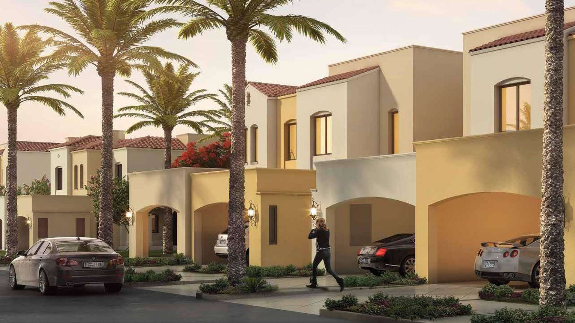 Charming Spanish style townhouse in Serena, Dubailand with palm-lined streets and Mediterranean design