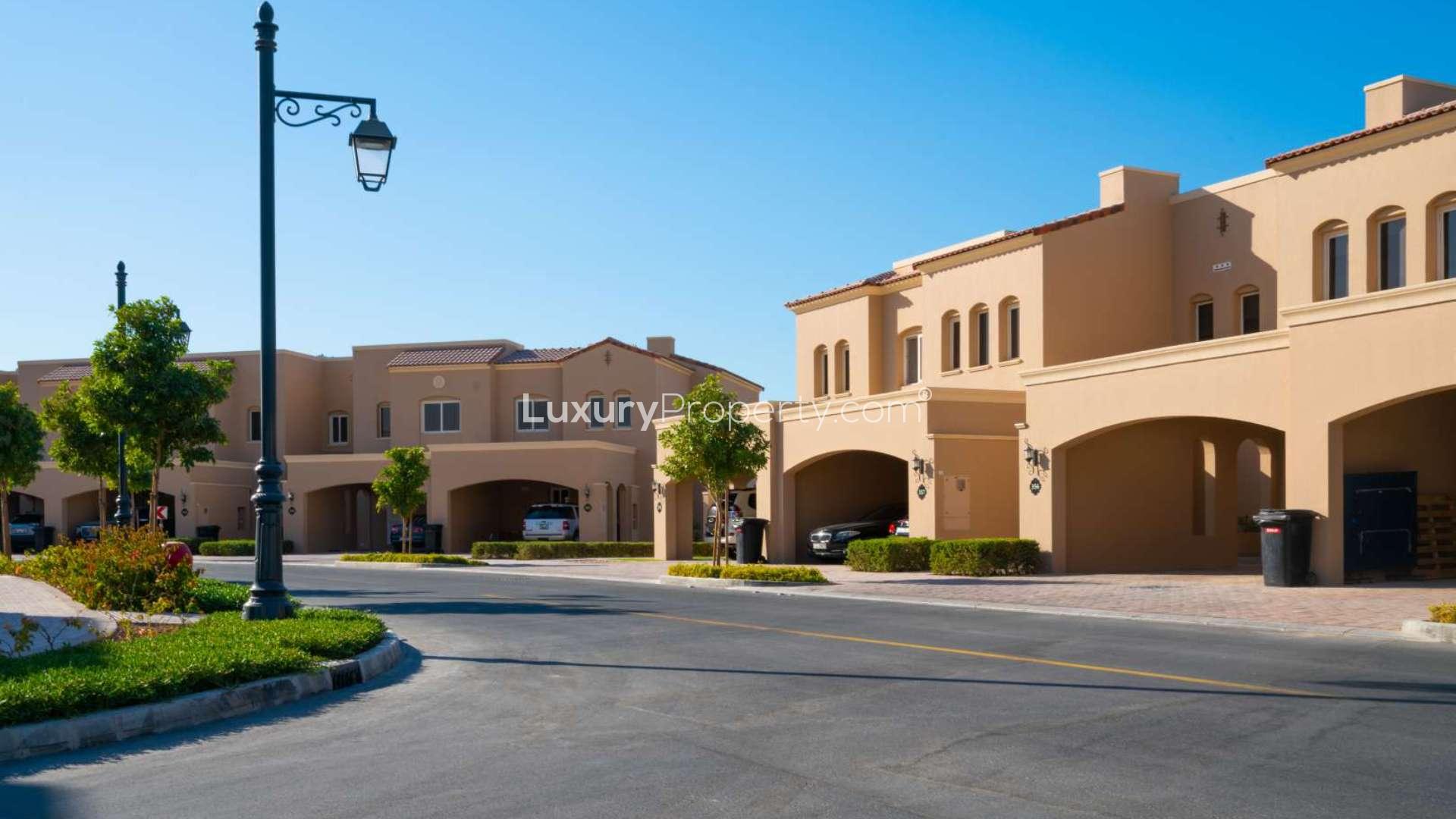 Stunning 3-bedroom townhouse exterior in Bella Casa, Serena community, for sale