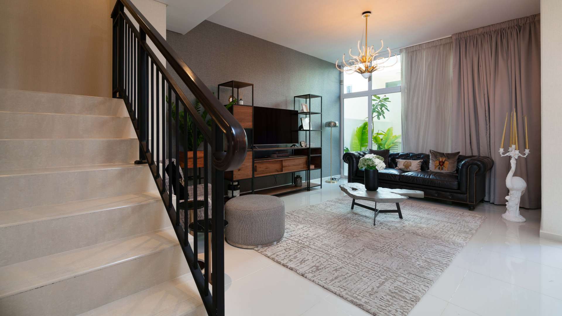 Modern kitchen in three-bedroom townhome, Damac Hills 2, Claret, for sale