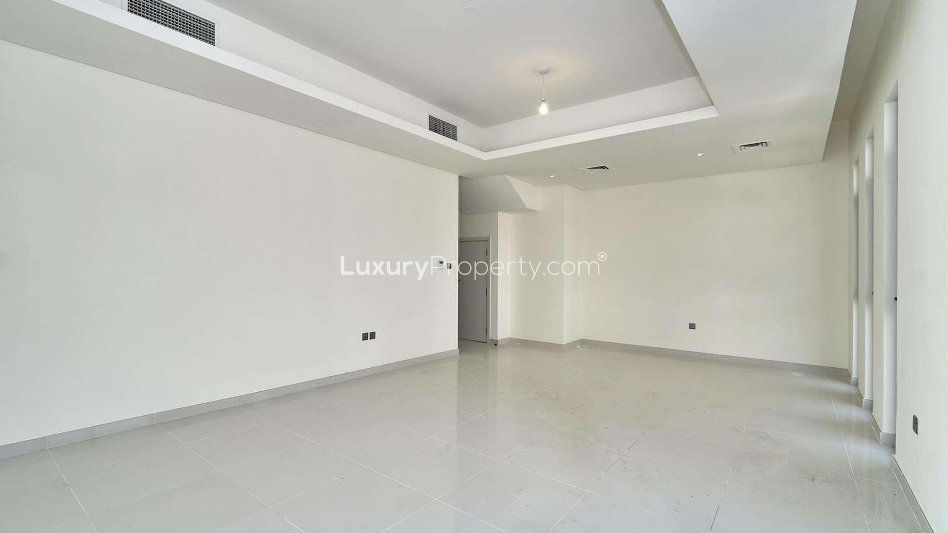 Bright living room in three-bedroom townhouse, Claret, Damac Hills 2, for sale
