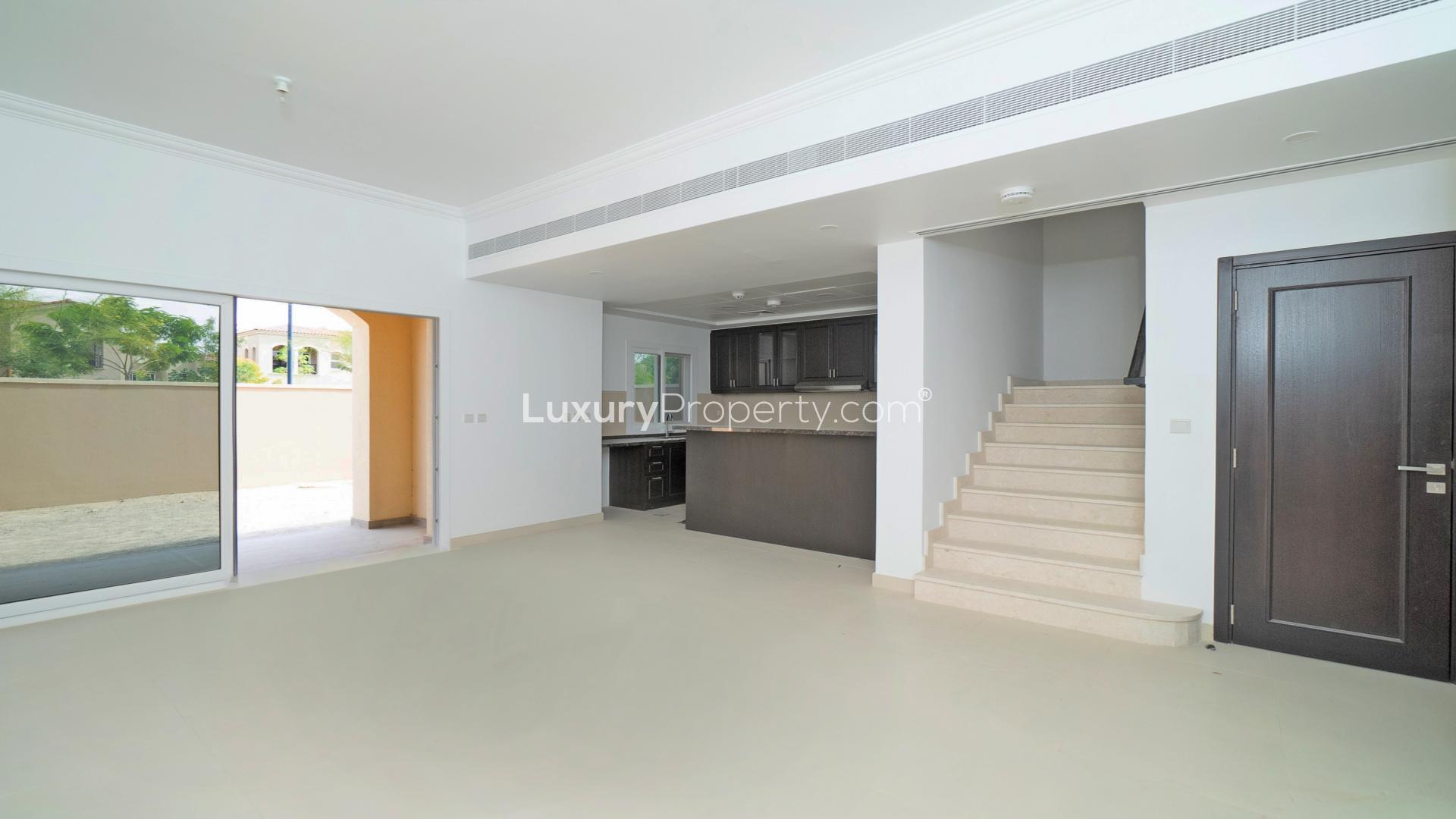 3-bed townhouse exterior in Casa Viva, Serena community, showcasing elegant architecture for sale