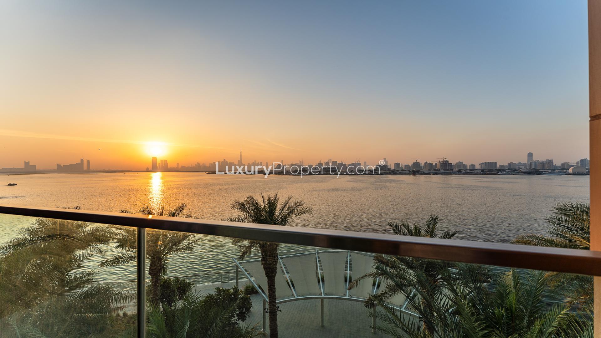 Luxurious living room in The Grand townhouse, Dubai Creek Harbour, with elegant decor