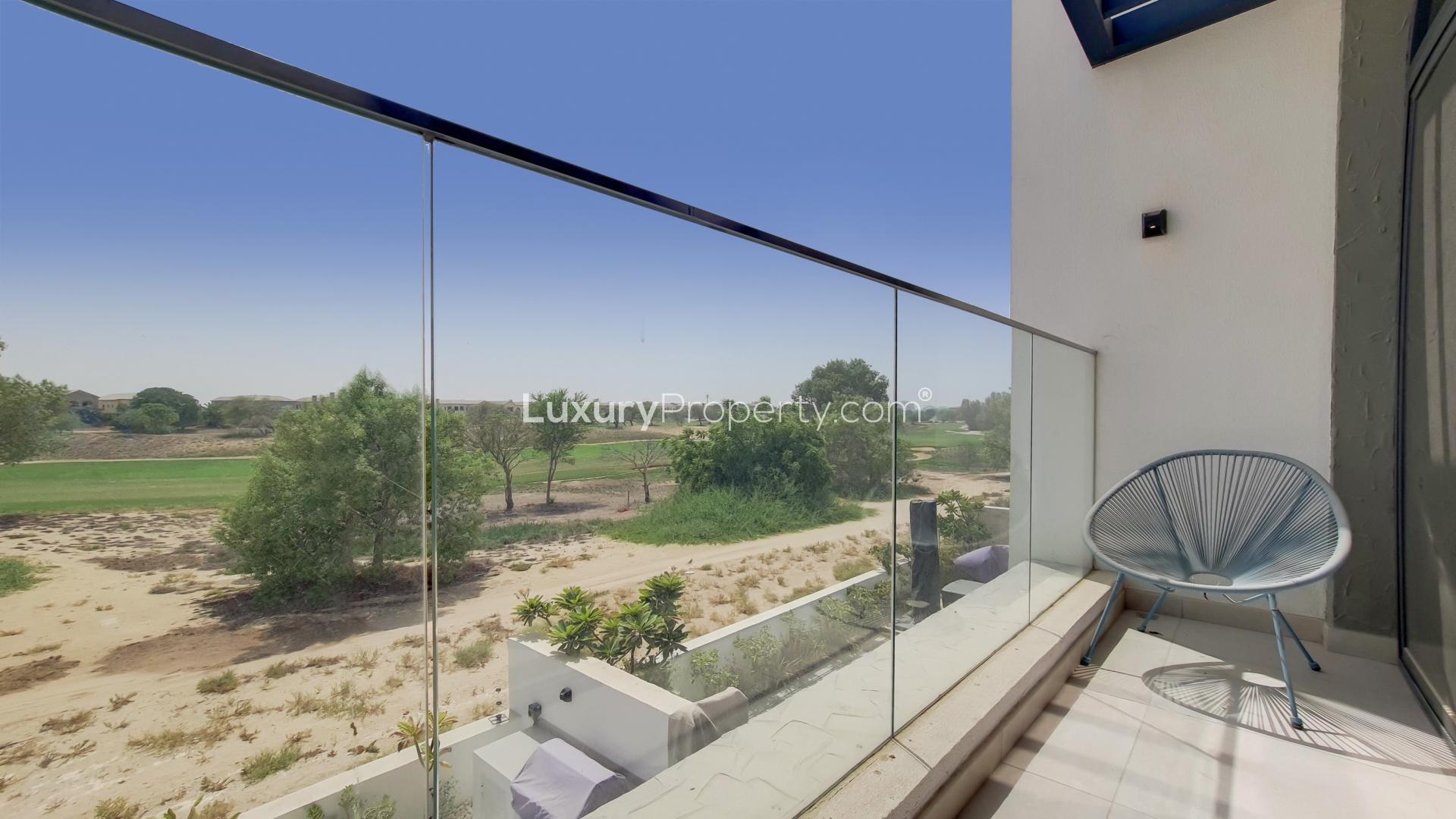 Furnished living and dining area in Jumeirah Luxury townhouse for rent, Jumeirah Golf Estates