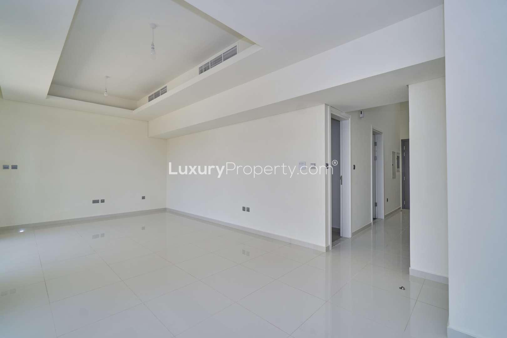 Bright living area in three-bedroom townhouse, Juniper, Damac Hills 2, for sale