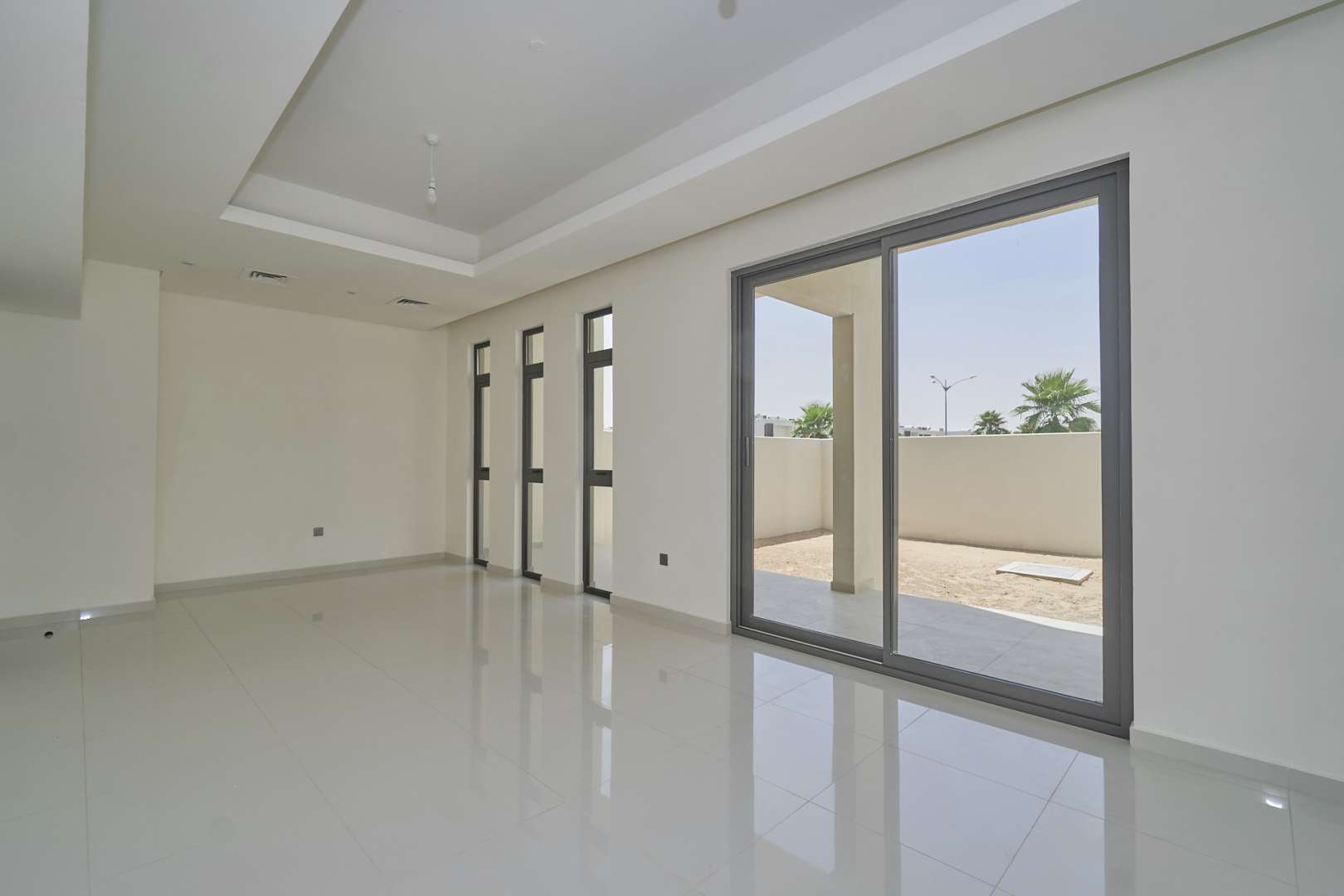 Beautiful three-bedroom townhouse exterior in Juniper, Damac Hills 2, Akoya community