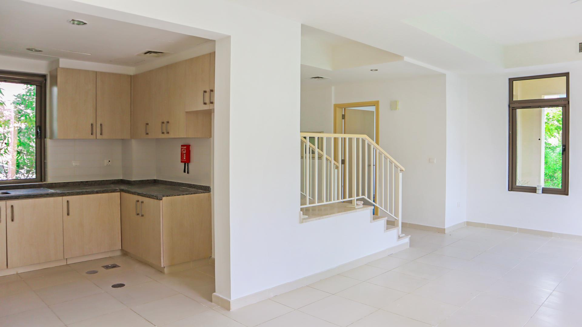Modern kitchen and living area in 3-bedroom townhouse, Mira Oasis, Reem Community