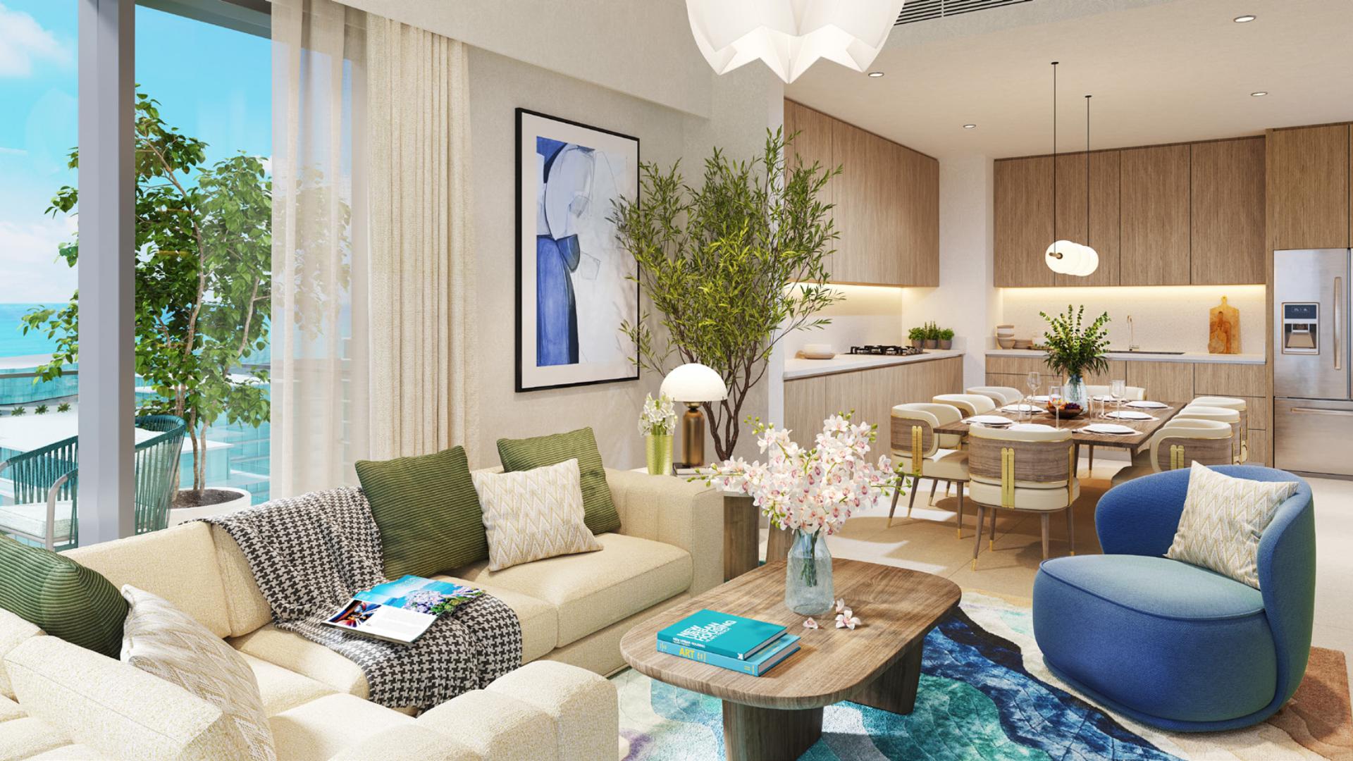 Modern living room in 3-bedroom townhouse, Seascape Rashid Yachts and Marina, Mina Rashid