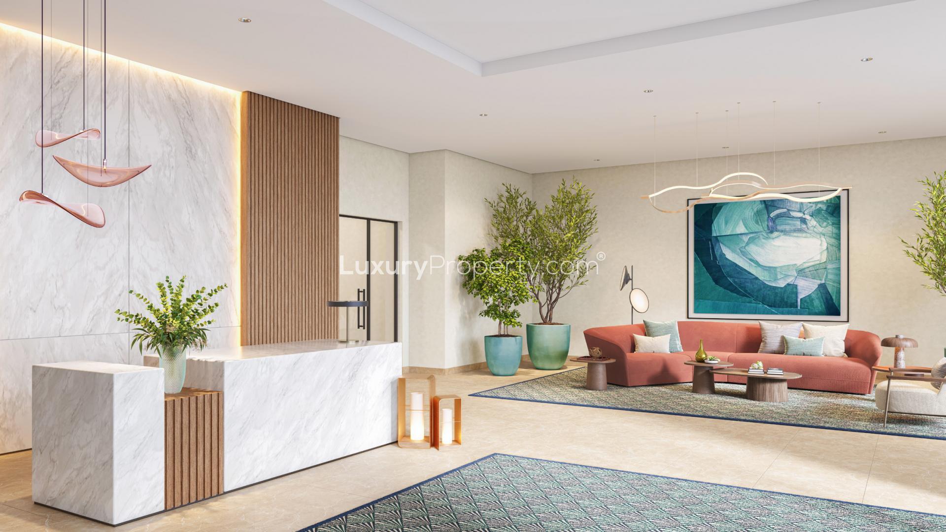 Luxurious living room in Seascape Rashid Yachts townhouse, modern design and elegant decor