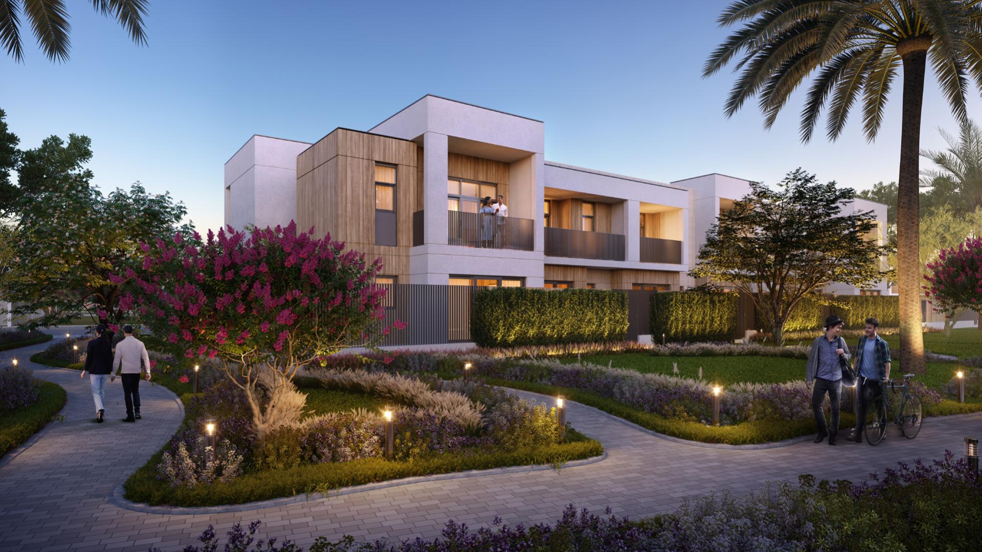 Family-friendly townhouse community park in Arabian Ranches 3, Raya, with playground and green spaces