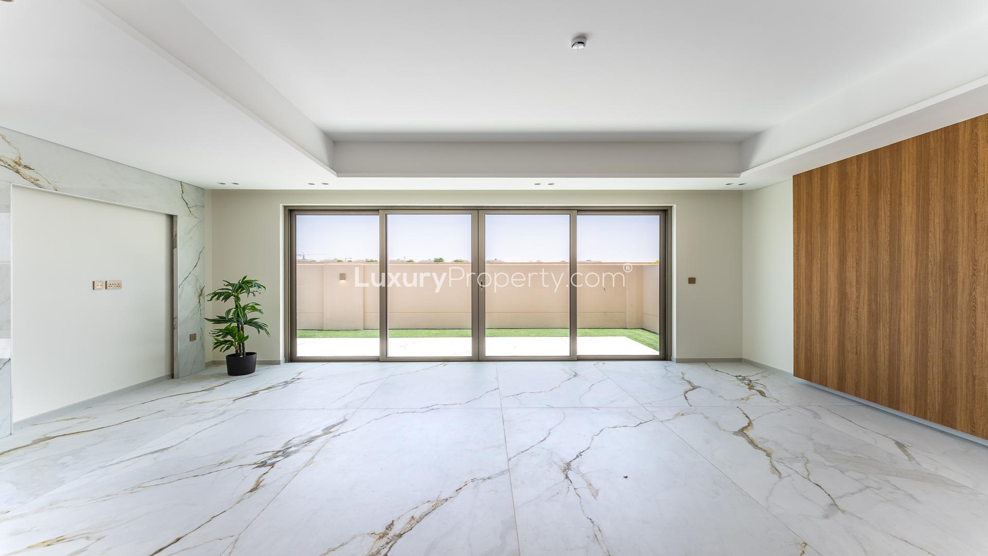 Elegant corner townhouse with landscaped garden in Jasmine Lane, Jumeirah Golf Estates for sale