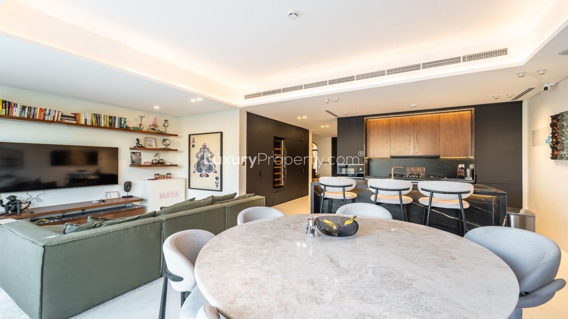 Modern living area in a 3-bedroom townhouse, Jumeirah Golf Estates, Jasmine Lane, for sale