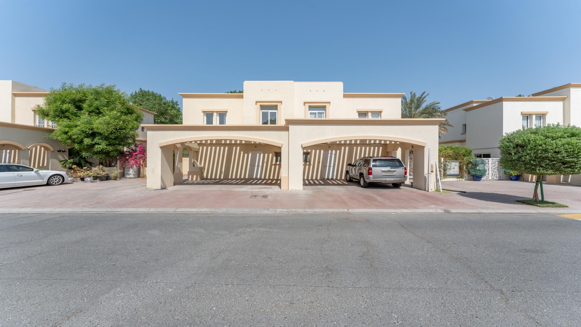 "Spacious living area in 3-bedroom villa, The Springs, Emirates Living, for rent.",3-bedroom villa exterior with carport in The Springs, Emirates Living, available for rent