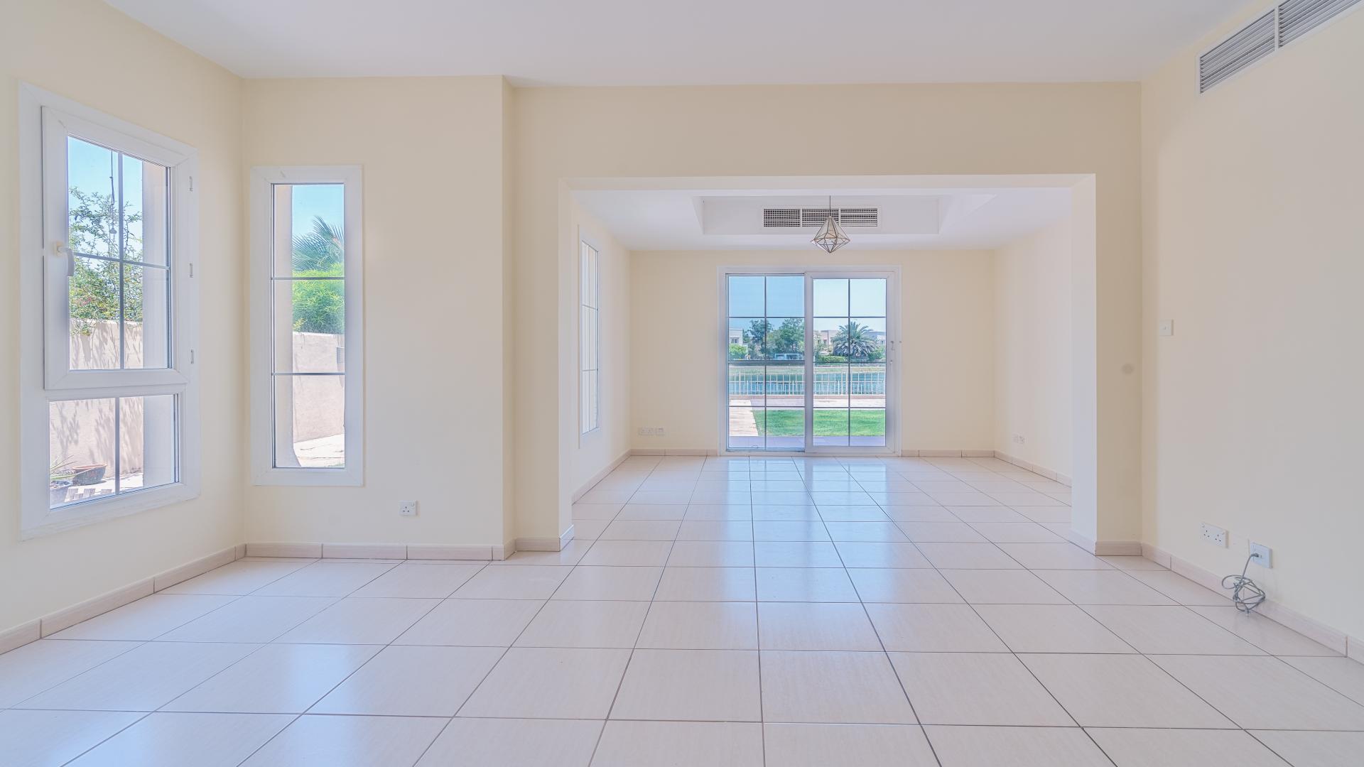 Lake-facing view from villa balcony in The Springs, Emirates Living, Dubai