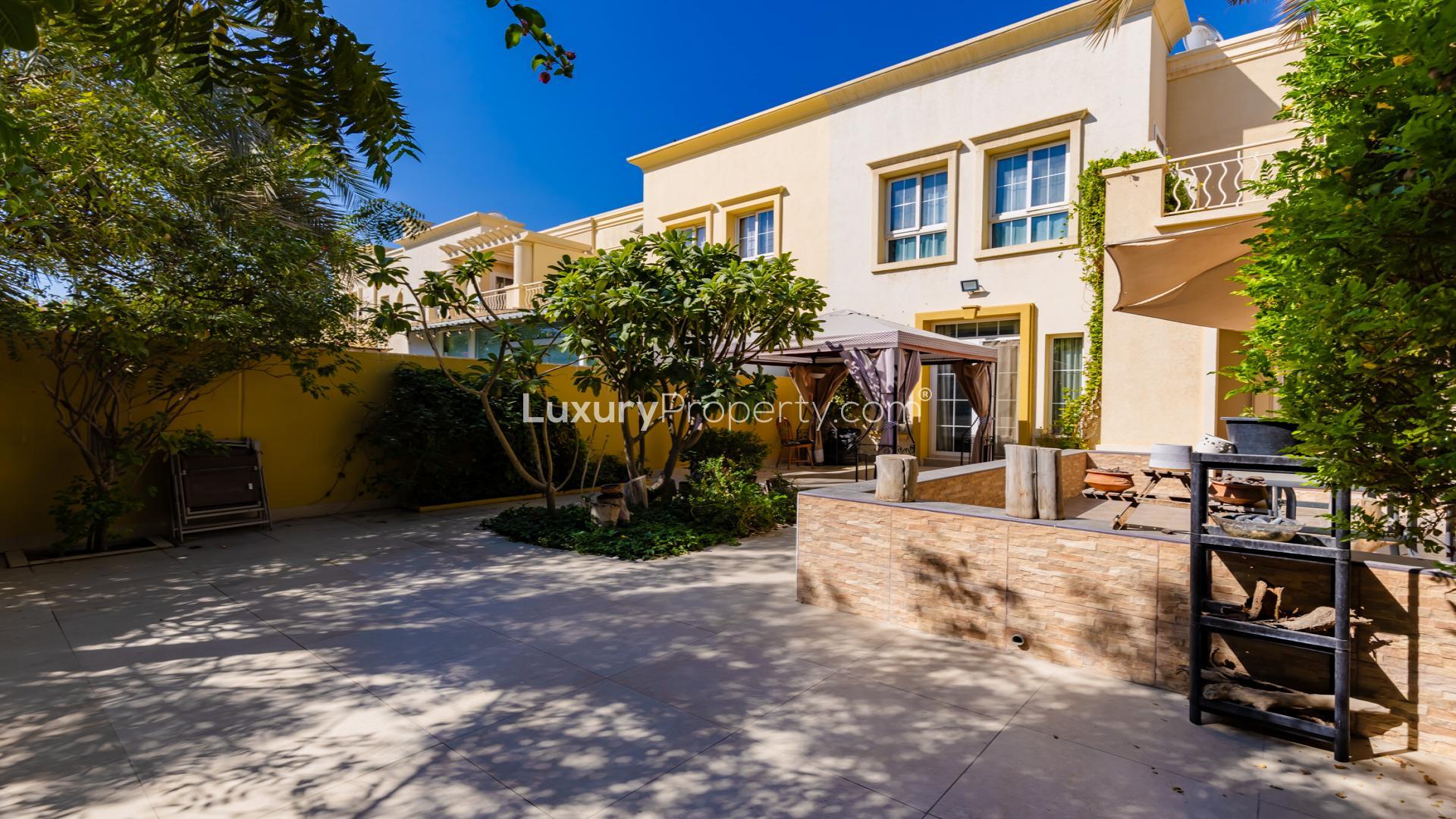 Upgraded 3-bedroom villa exterior with patio in The Springs for rent