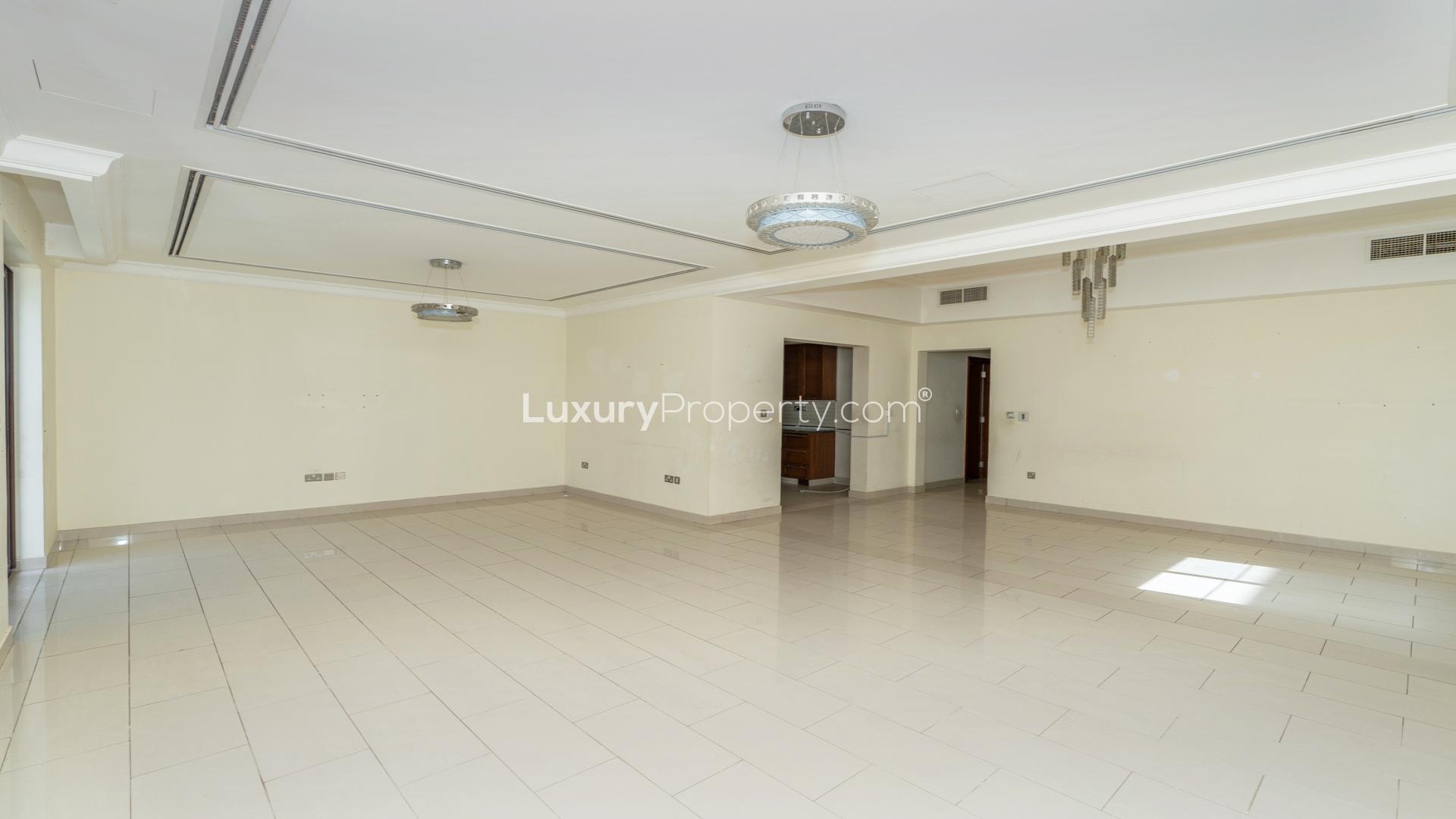 Spacious living area in prime Casa villa rental, Arabian Ranches 2, with modern kitchen access