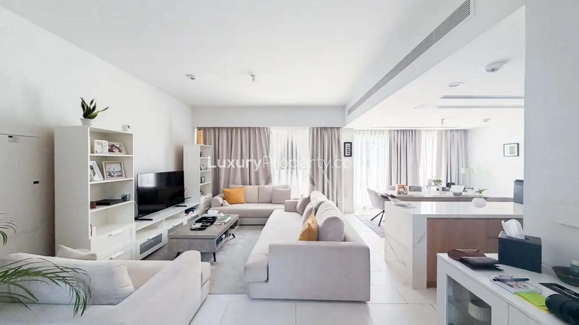 Fully furnished living room in La Rosa 6 villa, featuring modern decor and open layout