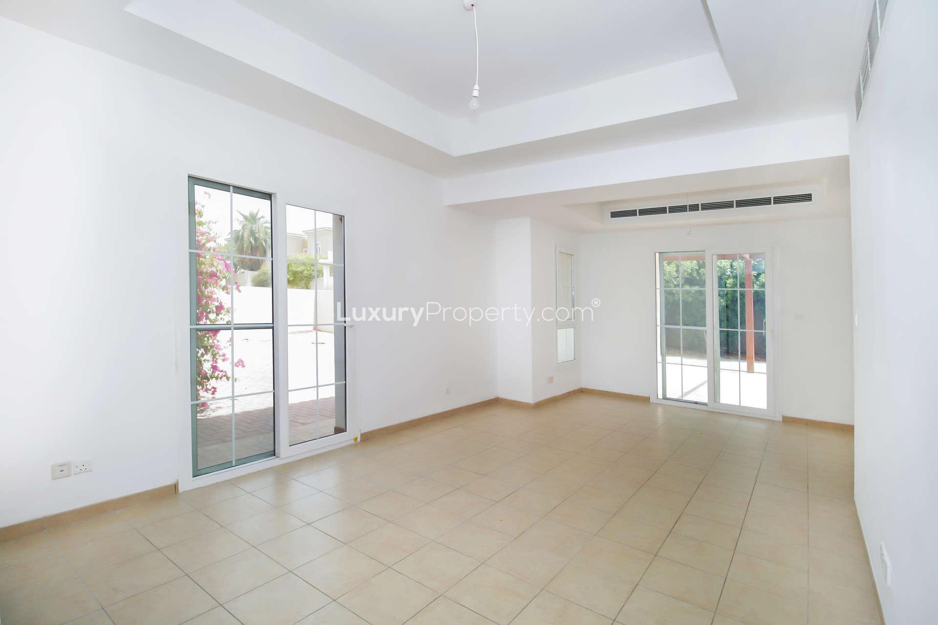 Bright living room in 3-bedroom villa, Al Reem 1, Arabian Ranches, available for rent