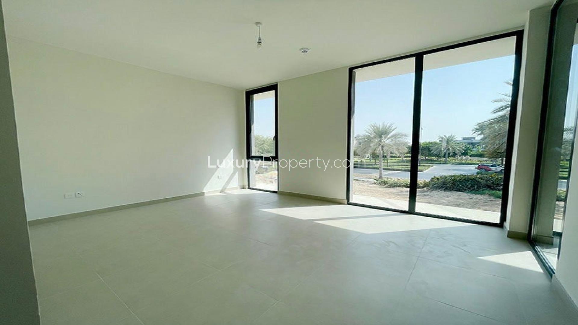 Spacious rooftop terrace in Club Villas, Dubai Hills Estate, offering panoramic views
