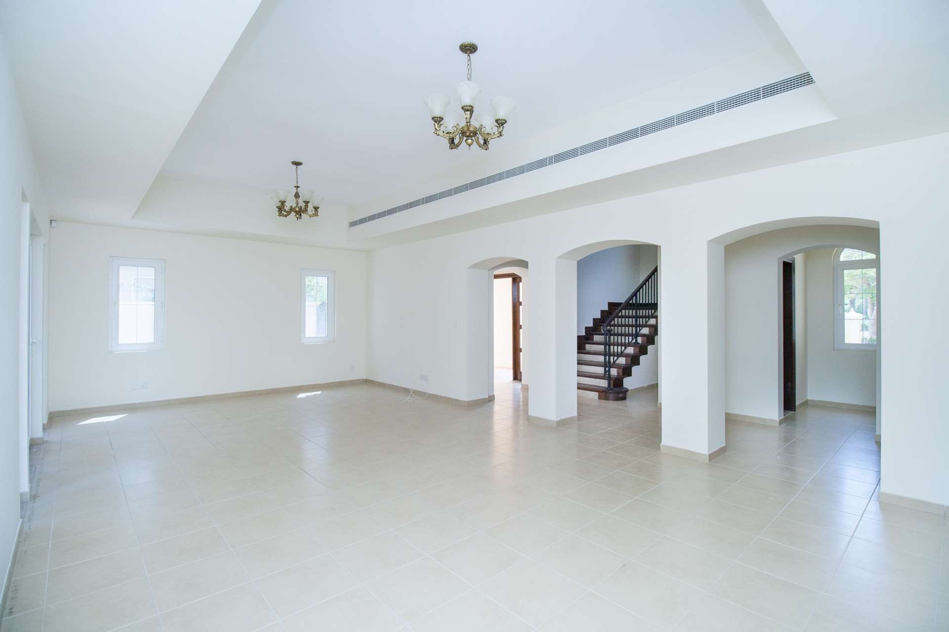 Spacious 3-bedroom A2 villa exterior with landscaped garden in Alvorada, Arabian Ranches
