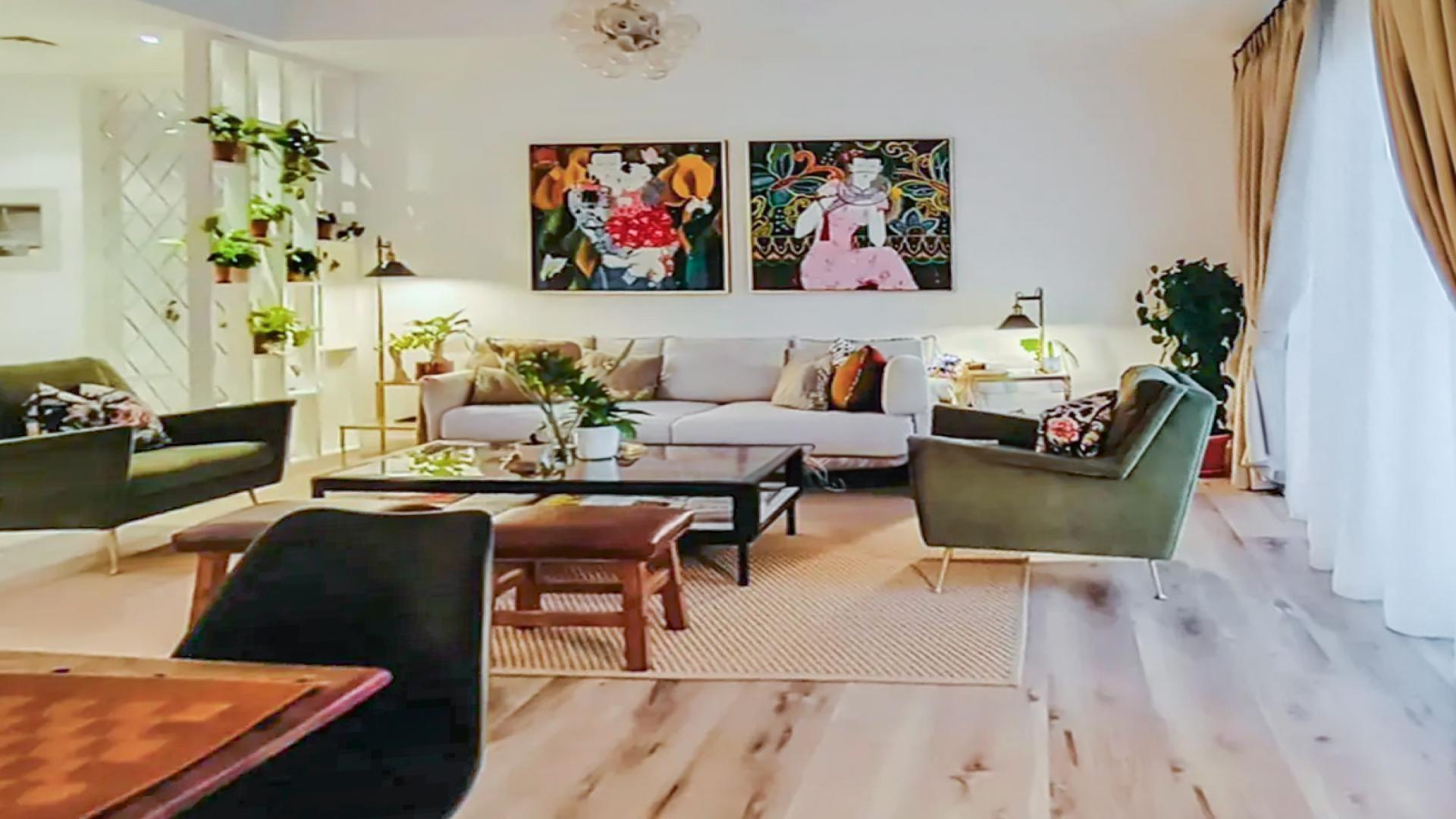 Contemporary furnished living and dining area in 3-bed villa, Mira, Reem community