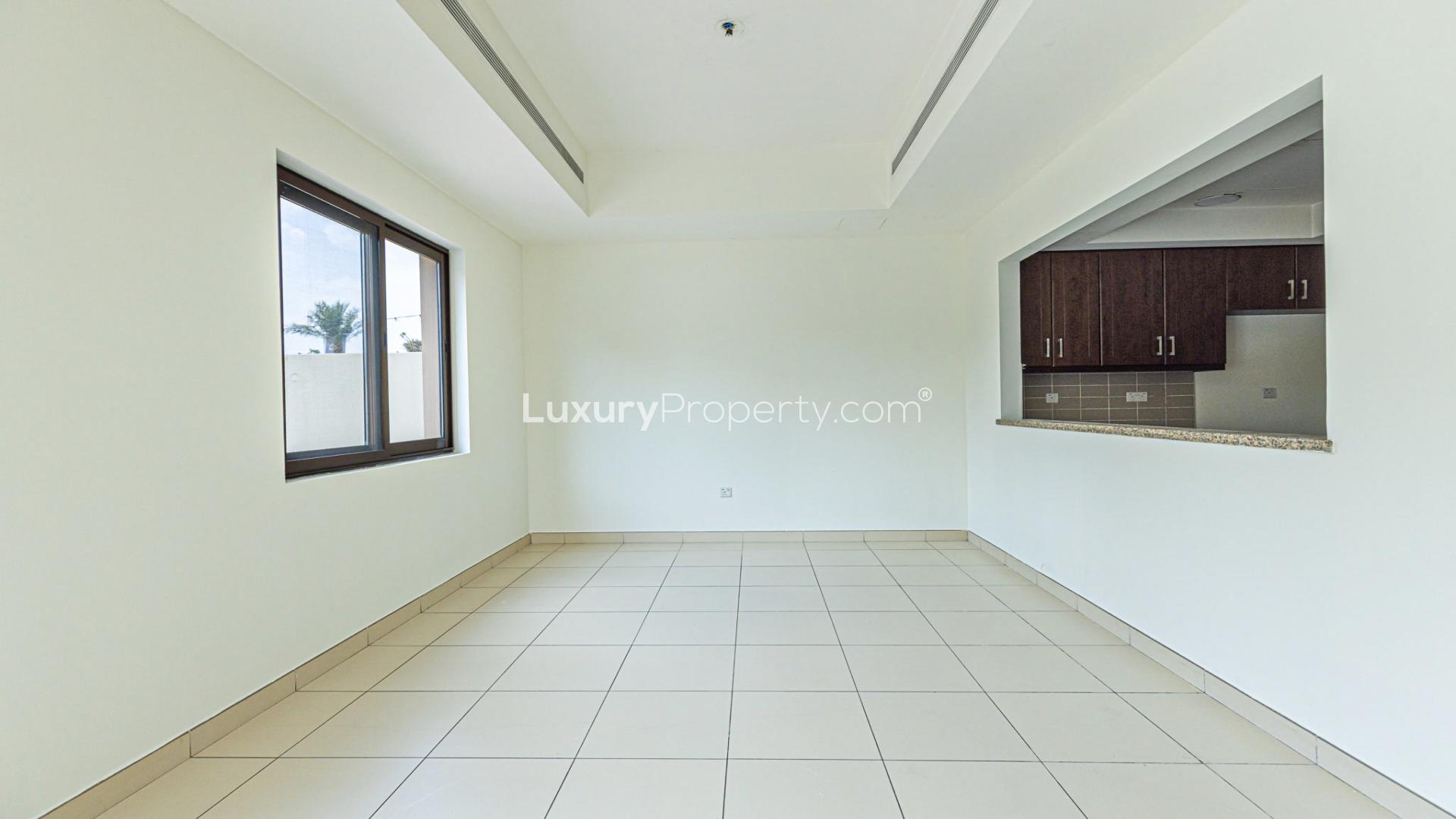 Stunning 3-bed villa exterior with garden in Mira, Reem community for rent