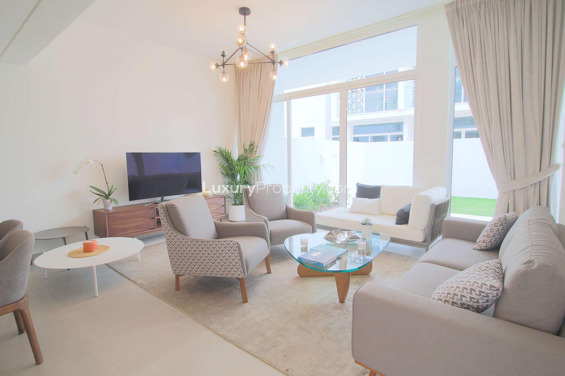 Ground floor plan of 3-bedroom semi-detached duplex in Arabella 1, Mudon, Dubai