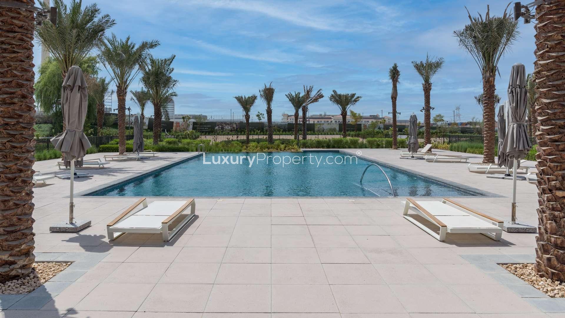 Brand new villa kitchen and living area in Dubai Hills Estate, modern design