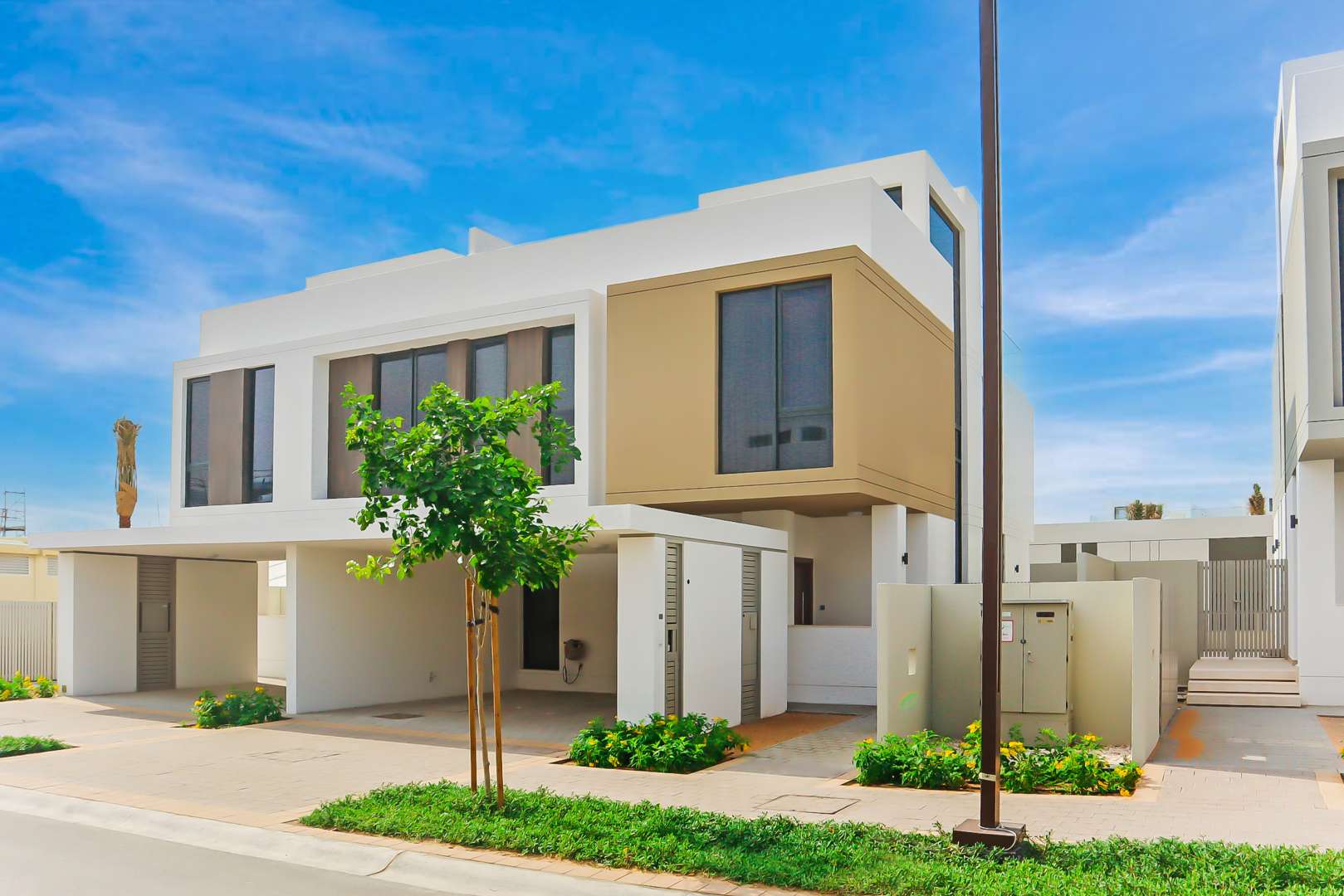 Semi-detached villa exterior in Golf Grove, Dubai Hills Estate, available for rent