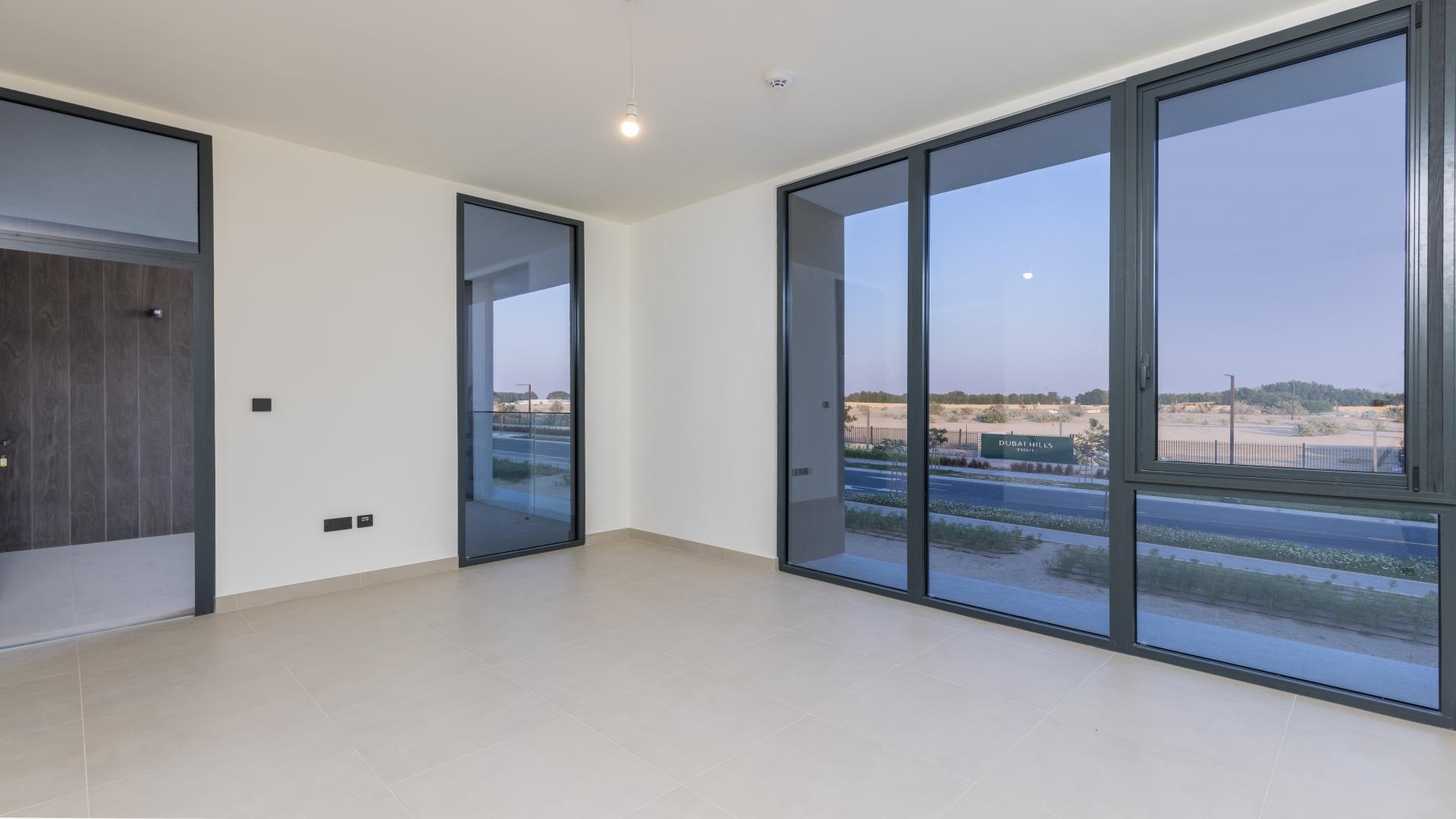 Brand new villa interior, open-plan kitchen and living area in Dubai Hills Estate