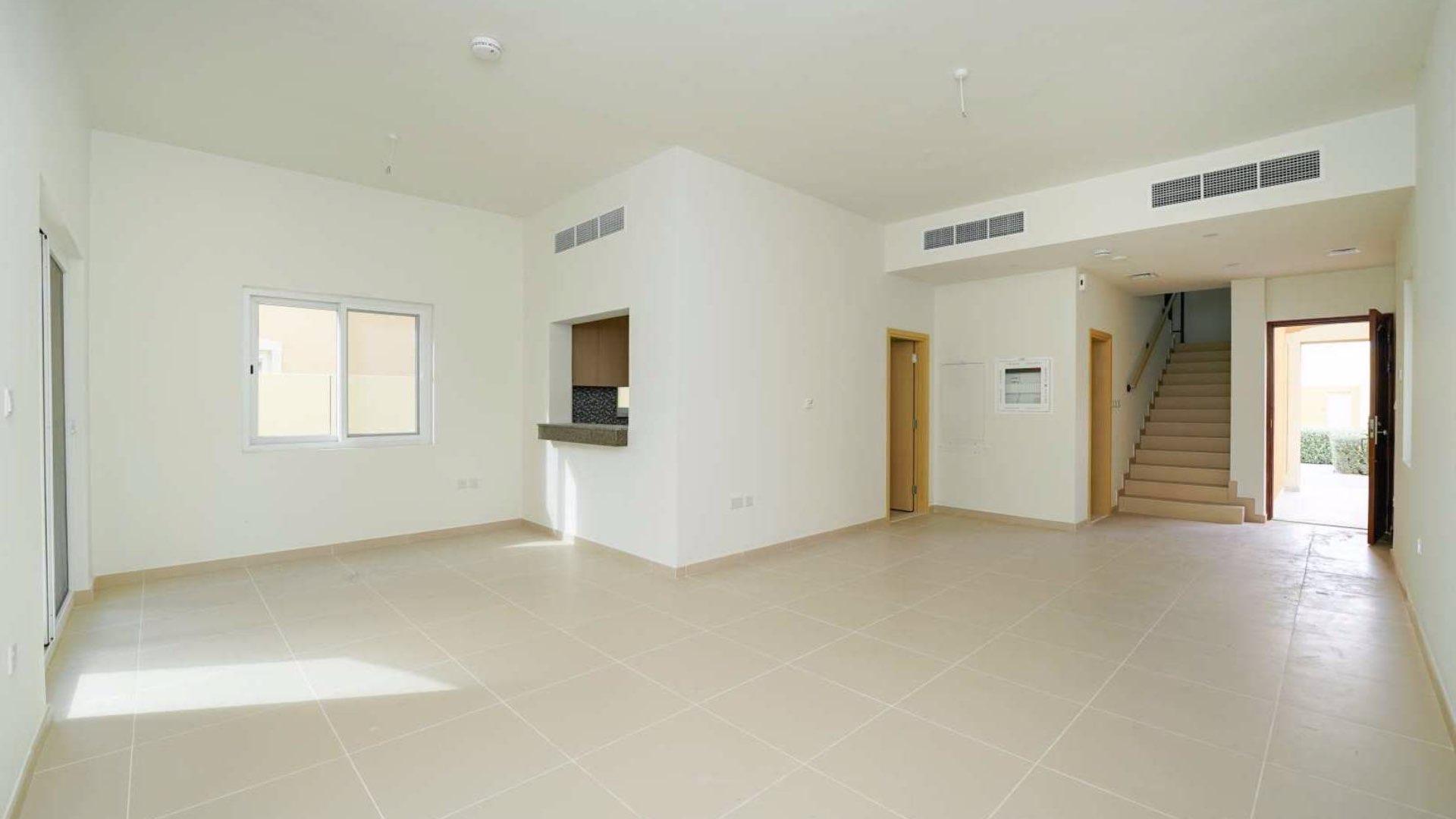 Spacious open-plan living area in Villanova villa, Dubai Land, for rent
