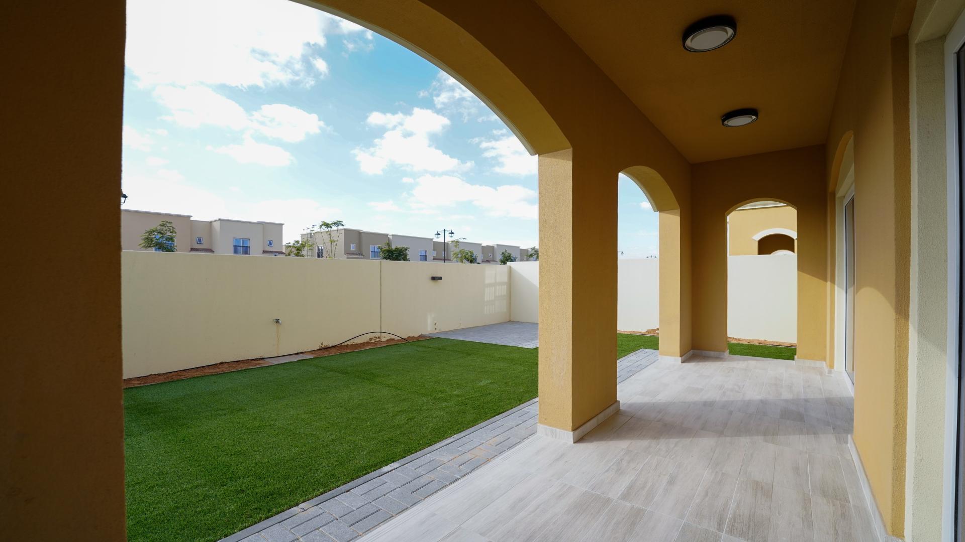 Single row villa with landscaped garden in Villanova, Dubai Land, available for rent