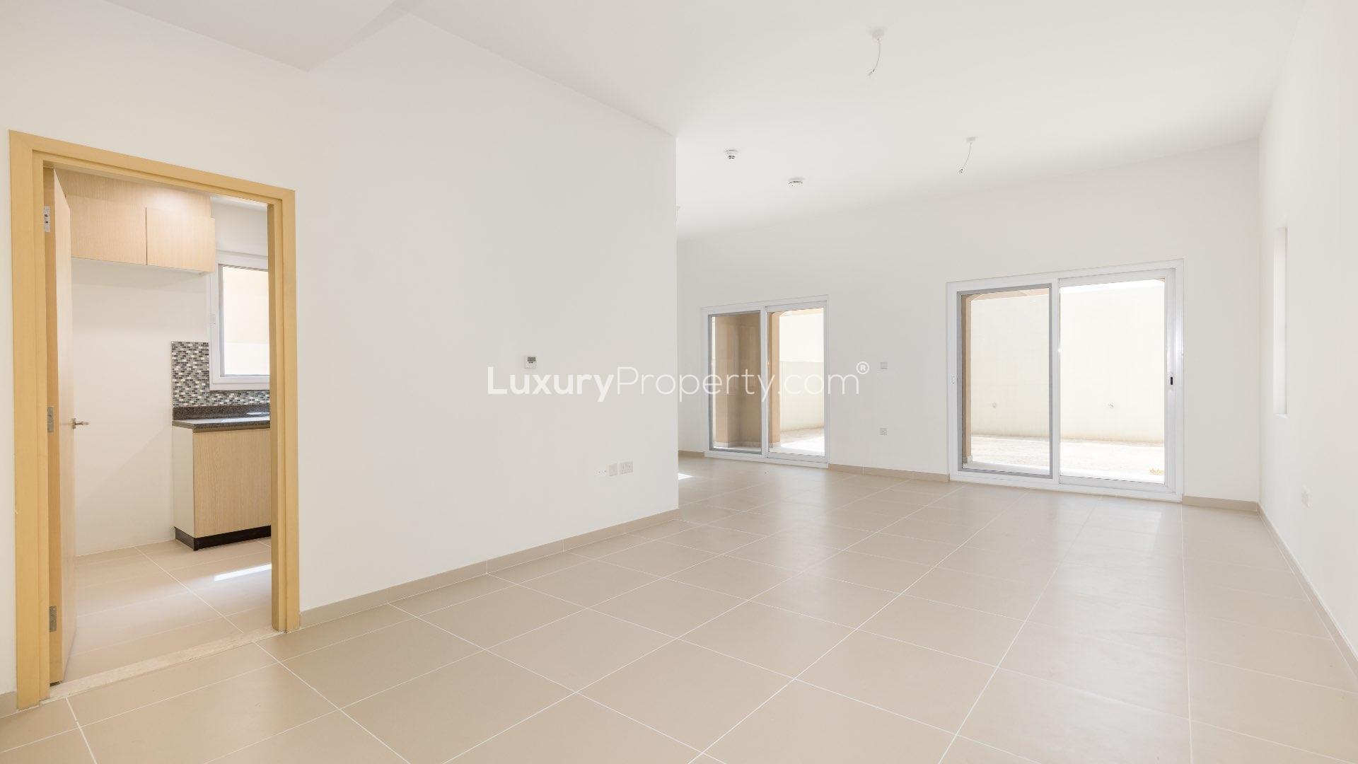 Standalone 3-bedroom villa for rent in Villanova, Dubai Land, featuring modern architecture