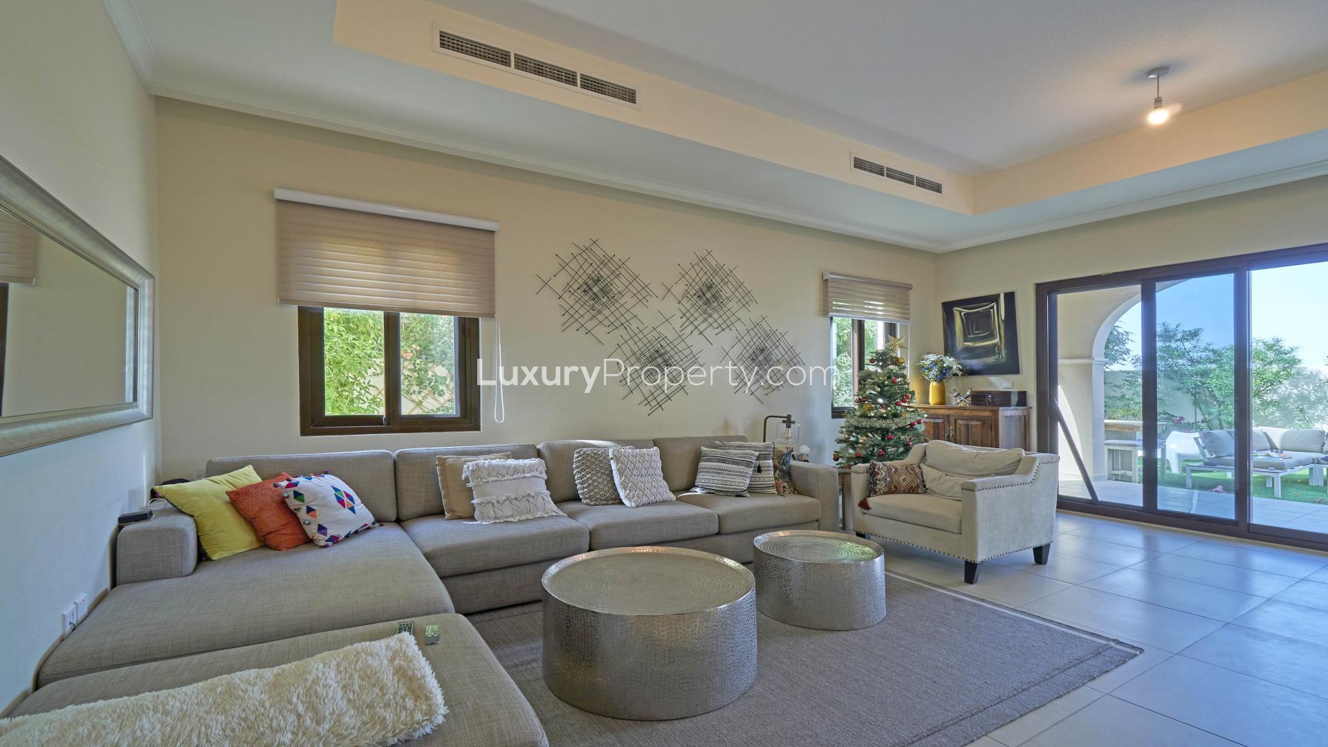 Detached 3-bed villa exterior with garage in Arabian Ranches 2, Lila community