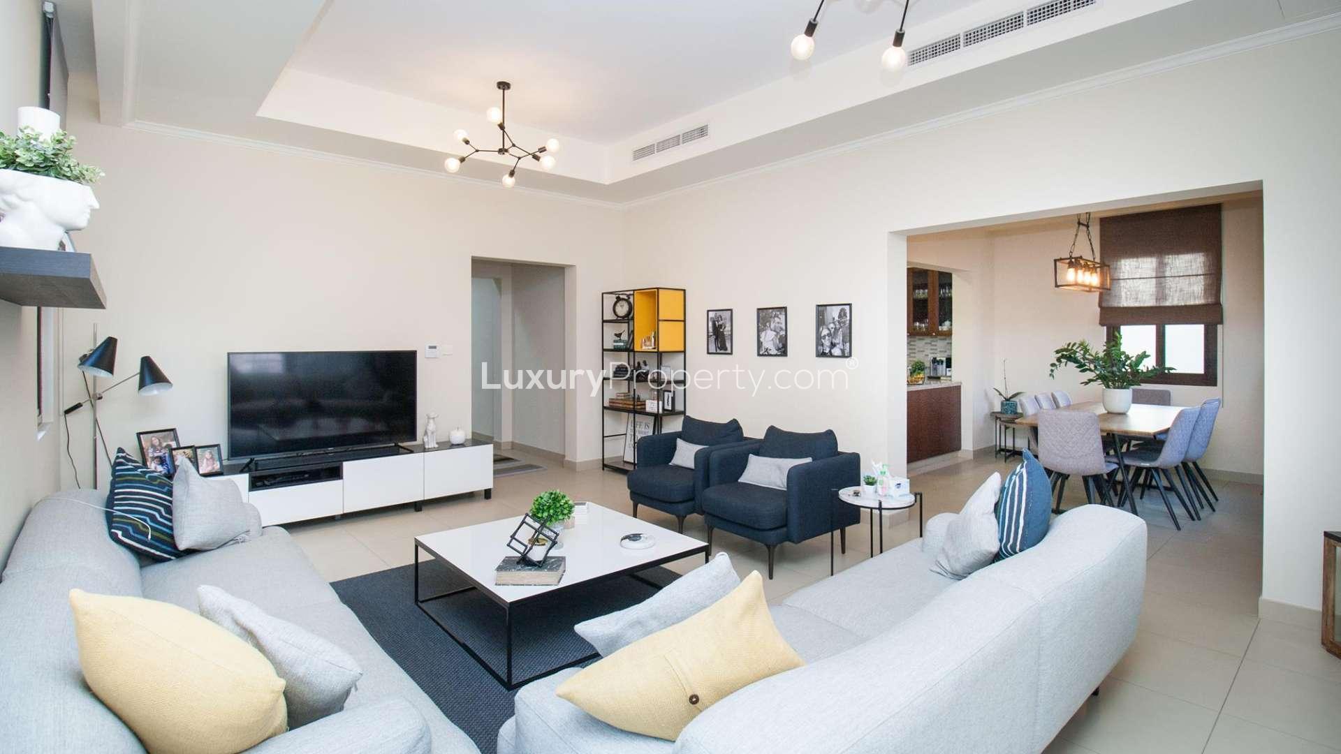 Beautiful 3-bedroom villa exterior with garage in Arabian Ranches 2, Lila community