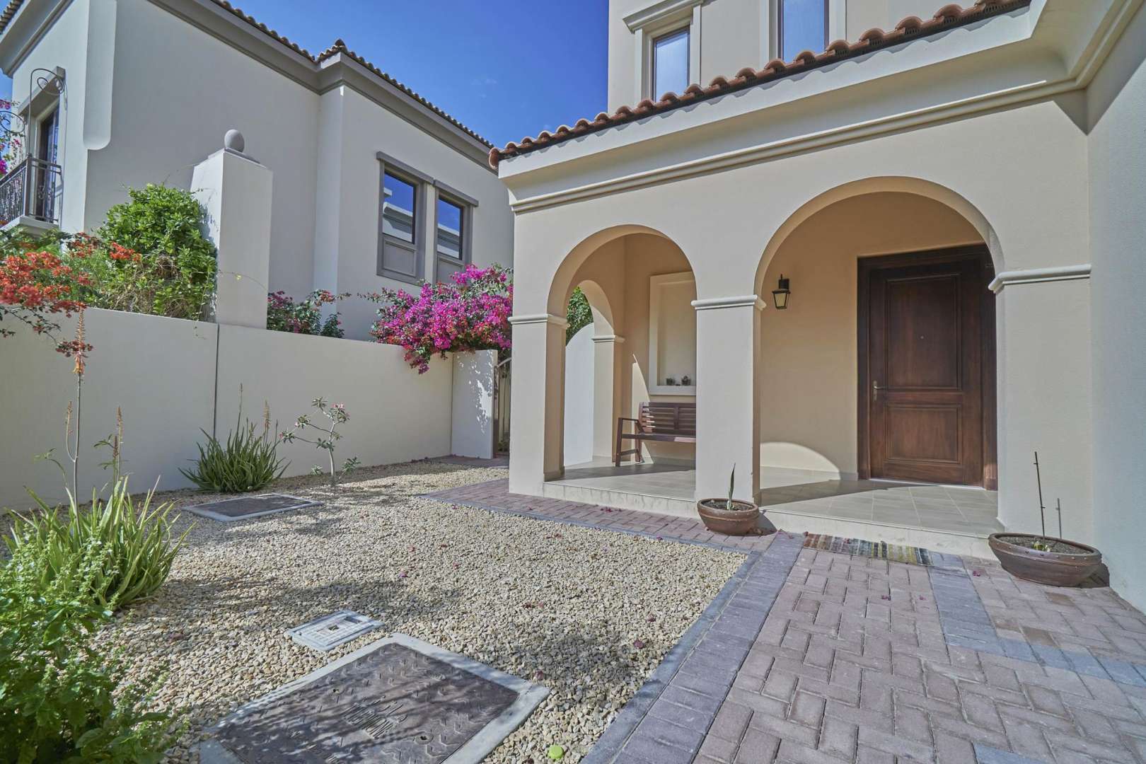 Stunning 3-bedroom villa exterior with garage in Lila, Arabian Ranches 2 for rent