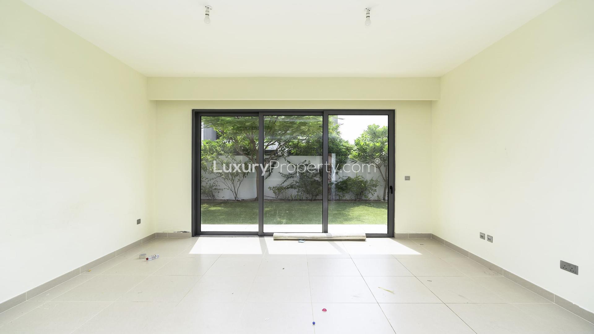 Modern villa interior with garden view in Sidra Villas, Dubai Hills Estate