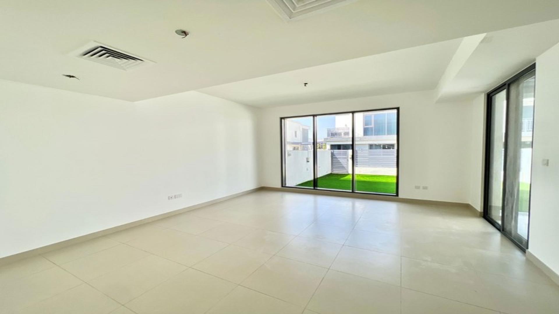 Exterior view of 3-bedroom villa with garden in Maple 3, Dubai Hills Estate