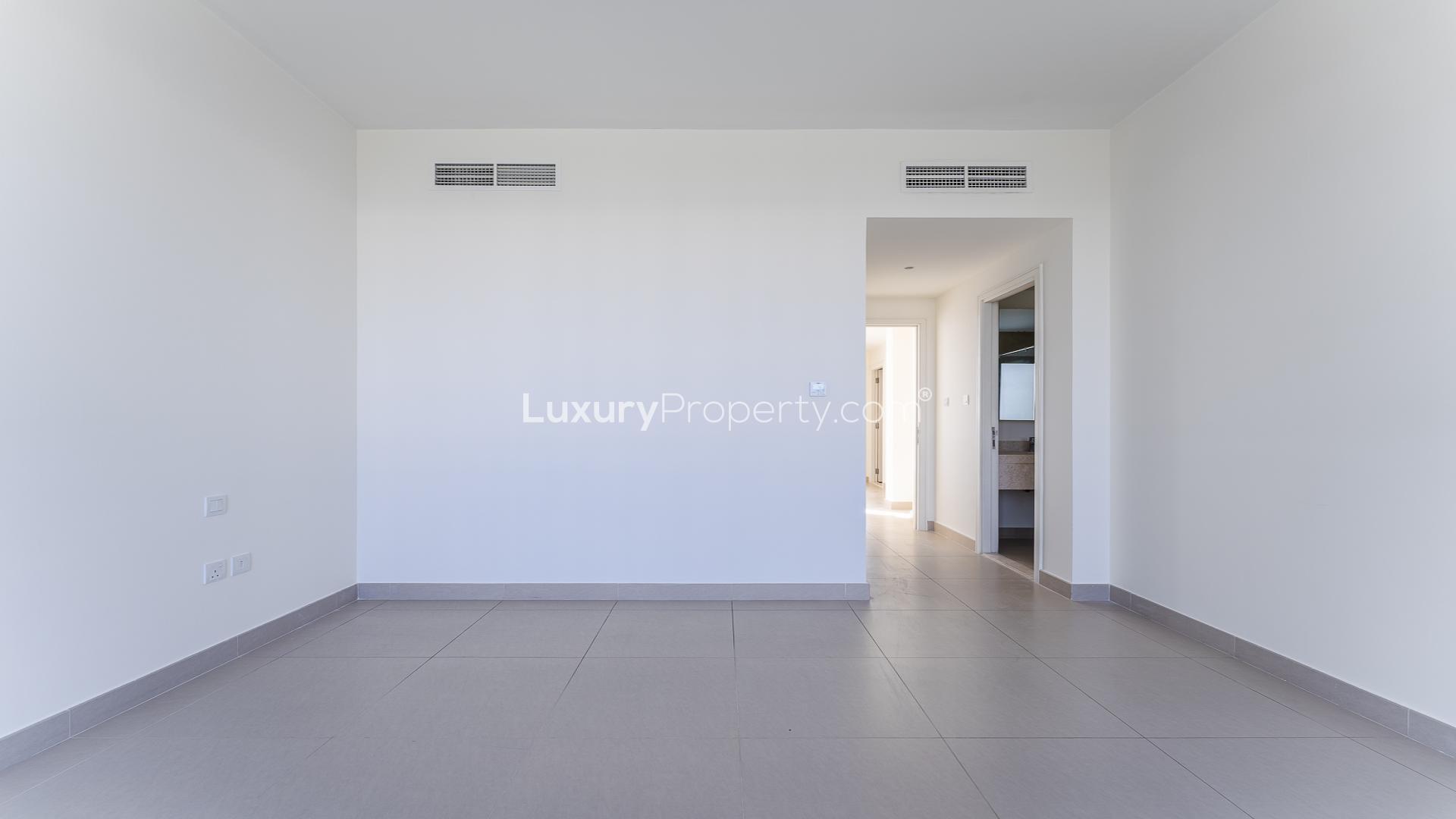 Exterior of high-end villa with garden in Dubai Hills Estate, Maple 3 community