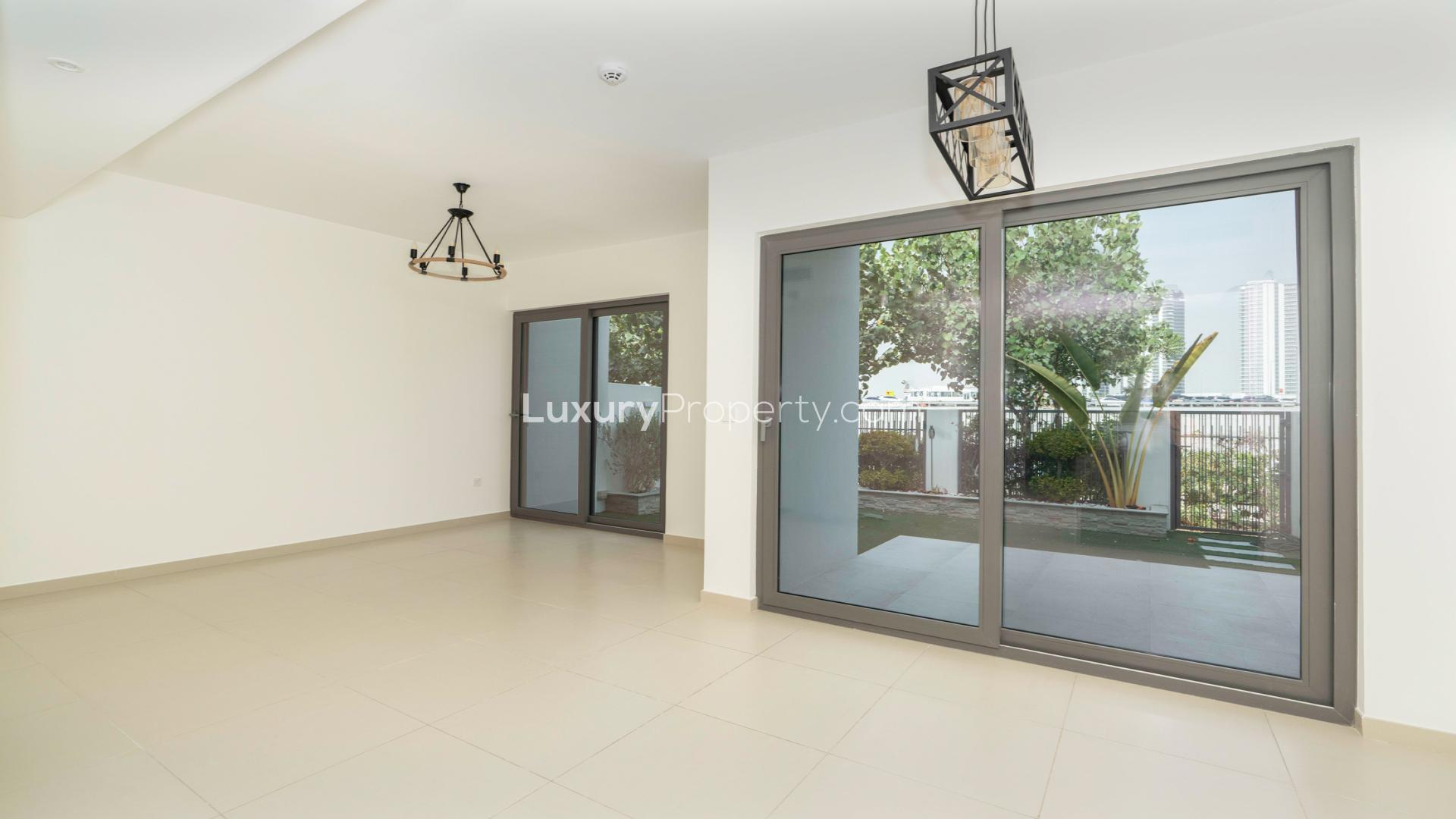 Modern 3-bedroom villa exterior in Elan, Tilal Al Ghaf, available for rent