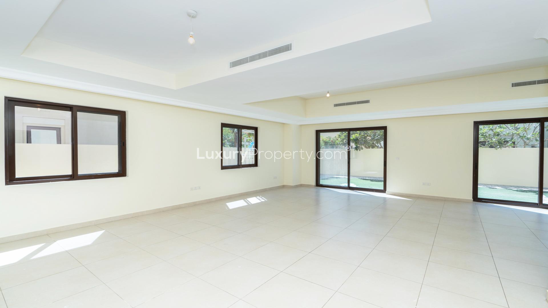 3-bedroom villa exterior with garden in Palma, Arabian Ranches 2, Dubai for rent