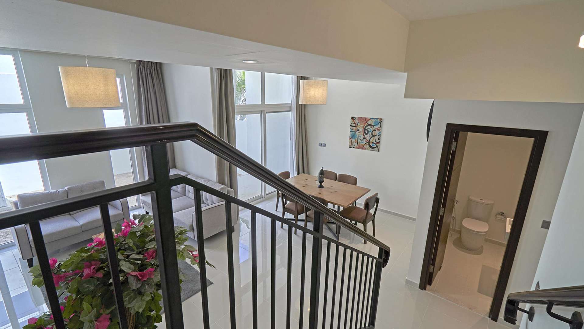 Outdoor patio area of 3-bedroom villa in Pacifica, Damac Hills 2, available for rent