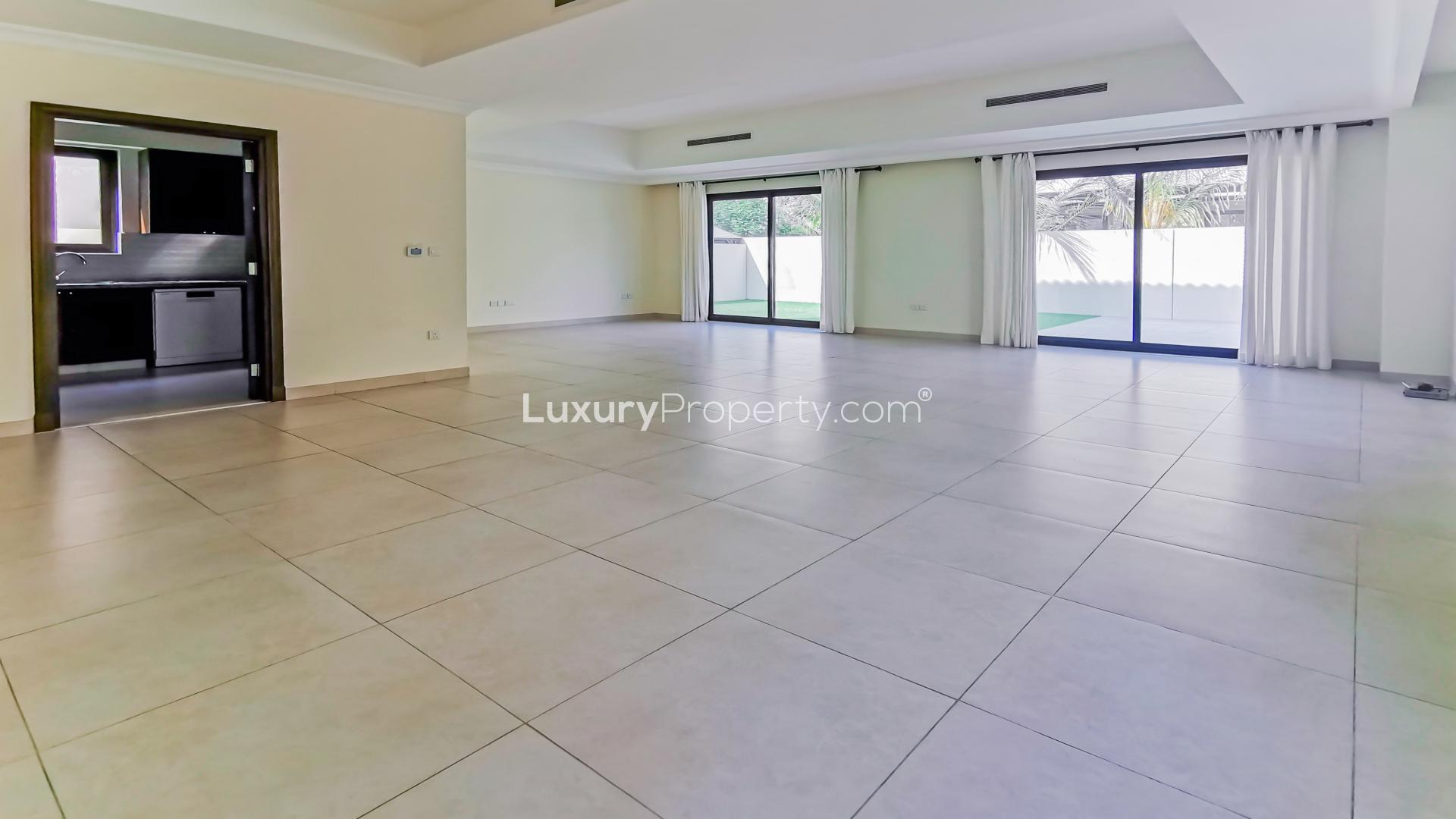 Exterior view of Palma villa in Arabian Ranches 2 with landscaped garden