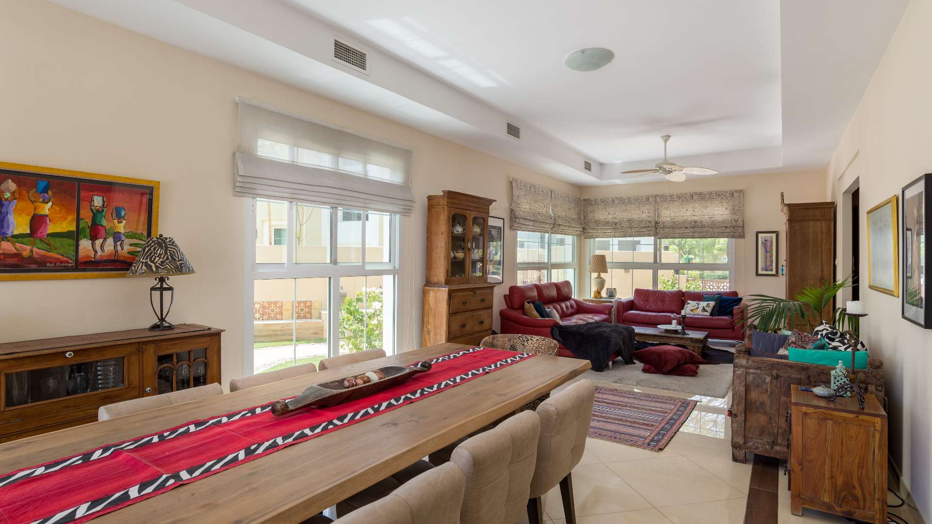 Spacious living room in 3-bedroom villa, Rahat, Mudon with bright interiors and modern furnishings
