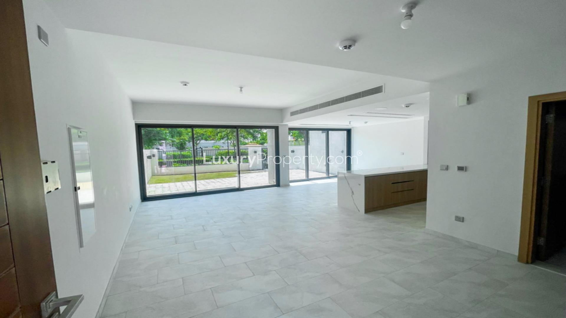 Brand new 3-bedroom villa exterior with garden in La Rosa 5, Dubai Land