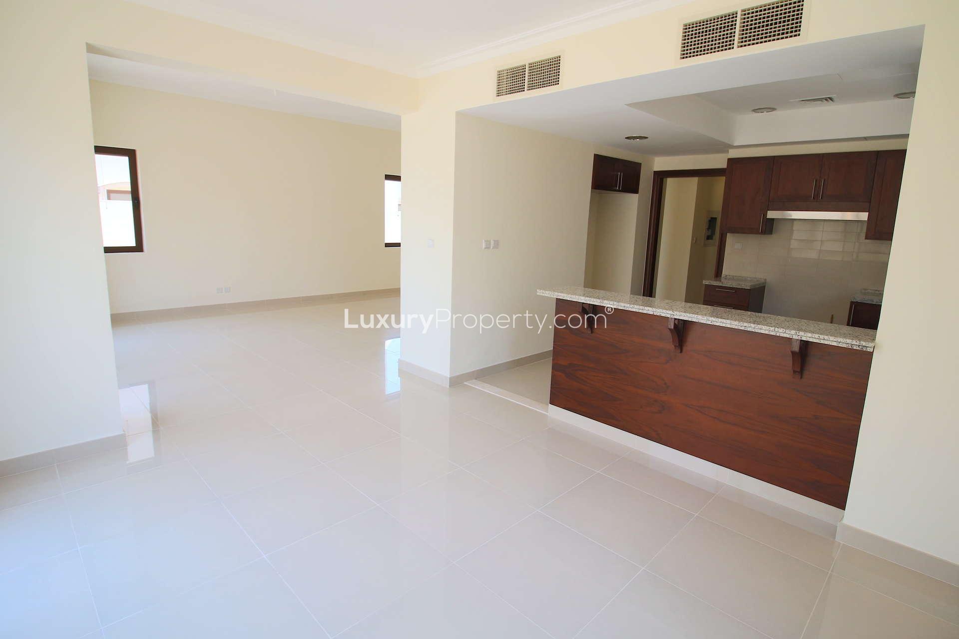 Bright living area in 3-bedroom villa, Samara, Arabian Ranches 2, open layout, modern design