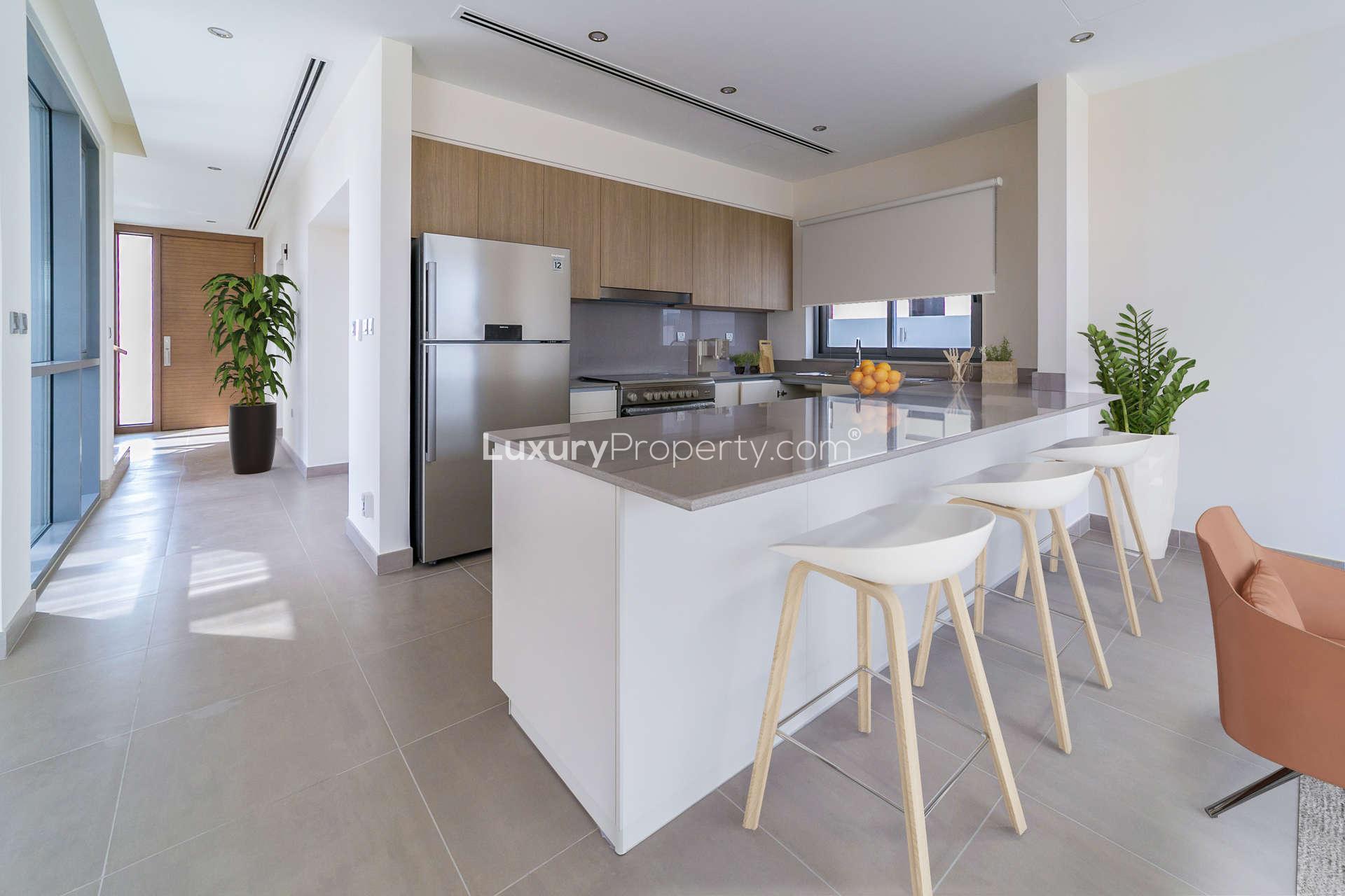 Modern living room in 3-bedroom villa for rent, Sidra, Dubai Hills Estate