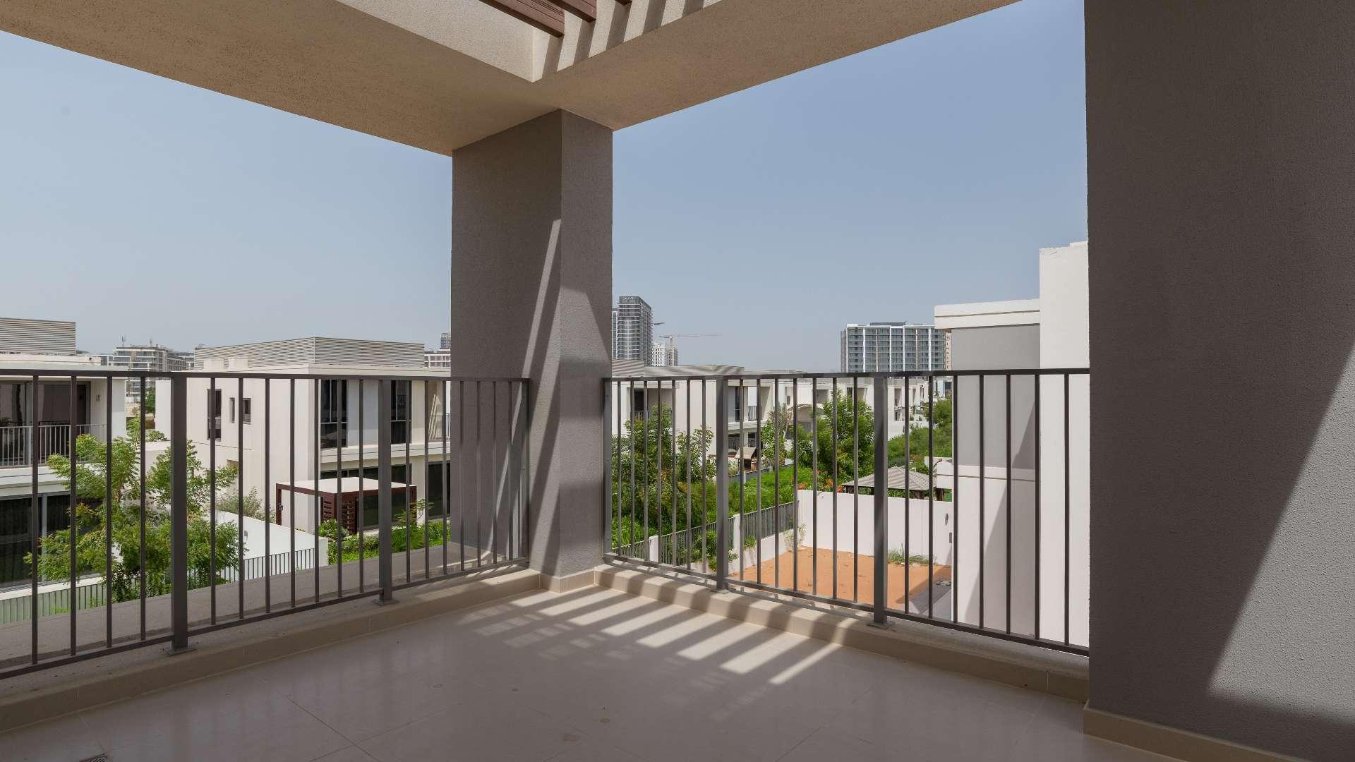 Spacious three-bedroom villa exterior in Sidra, Dubai Hills Estate, available for rent