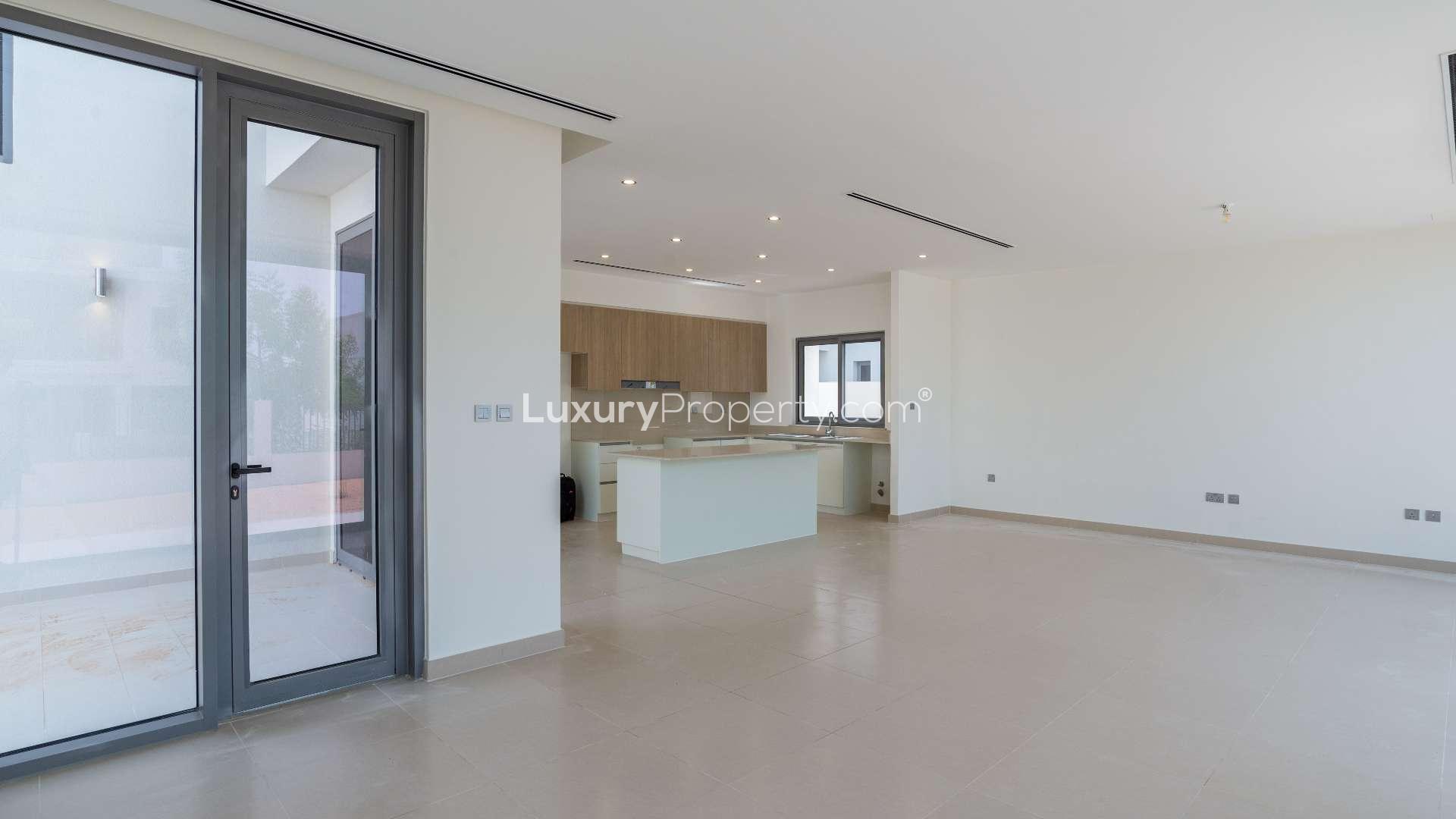 Spacious open-plan kitchen and living area in Sidra Villas, Dubai Hills Estate