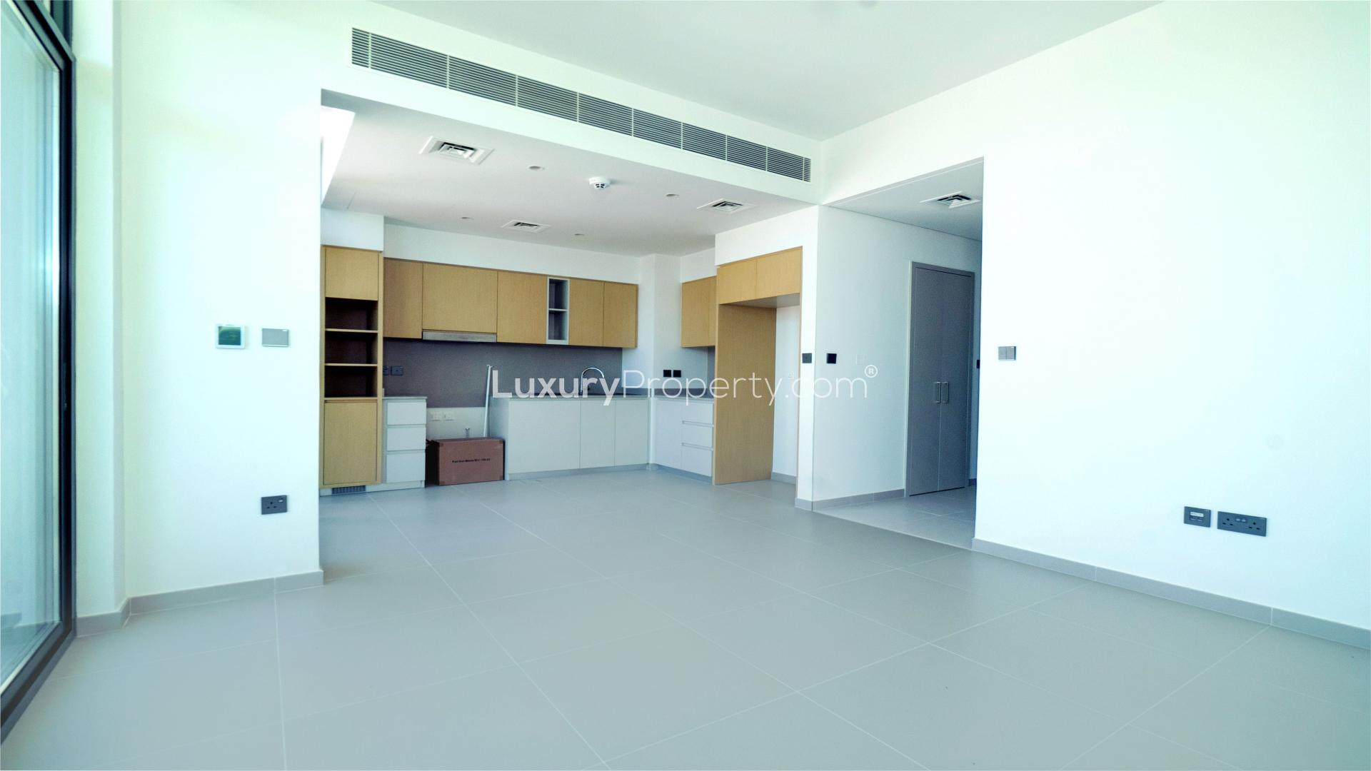 Bright living room with large windows in Arabian Ranches 3 villa for rent, Dubai