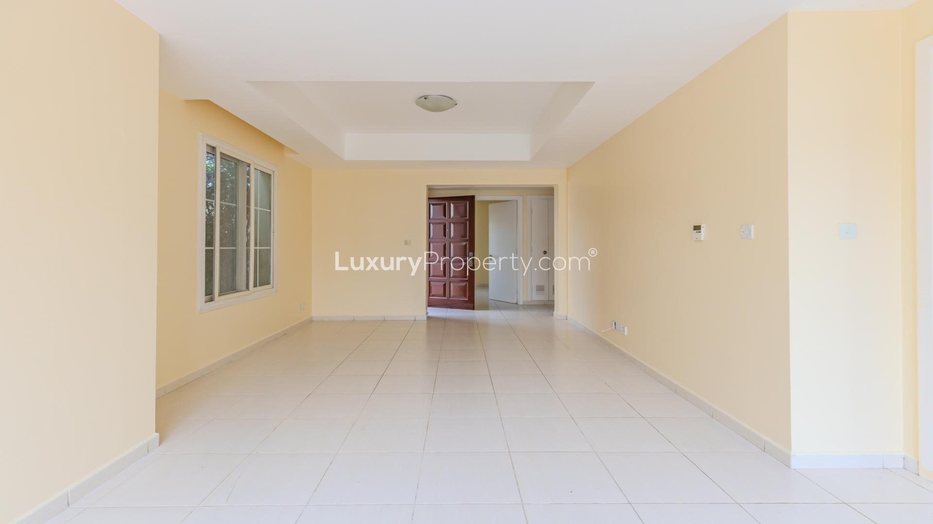 Spacious living room in 3-bedroom villa for rent, The Springs, bright and airy interior